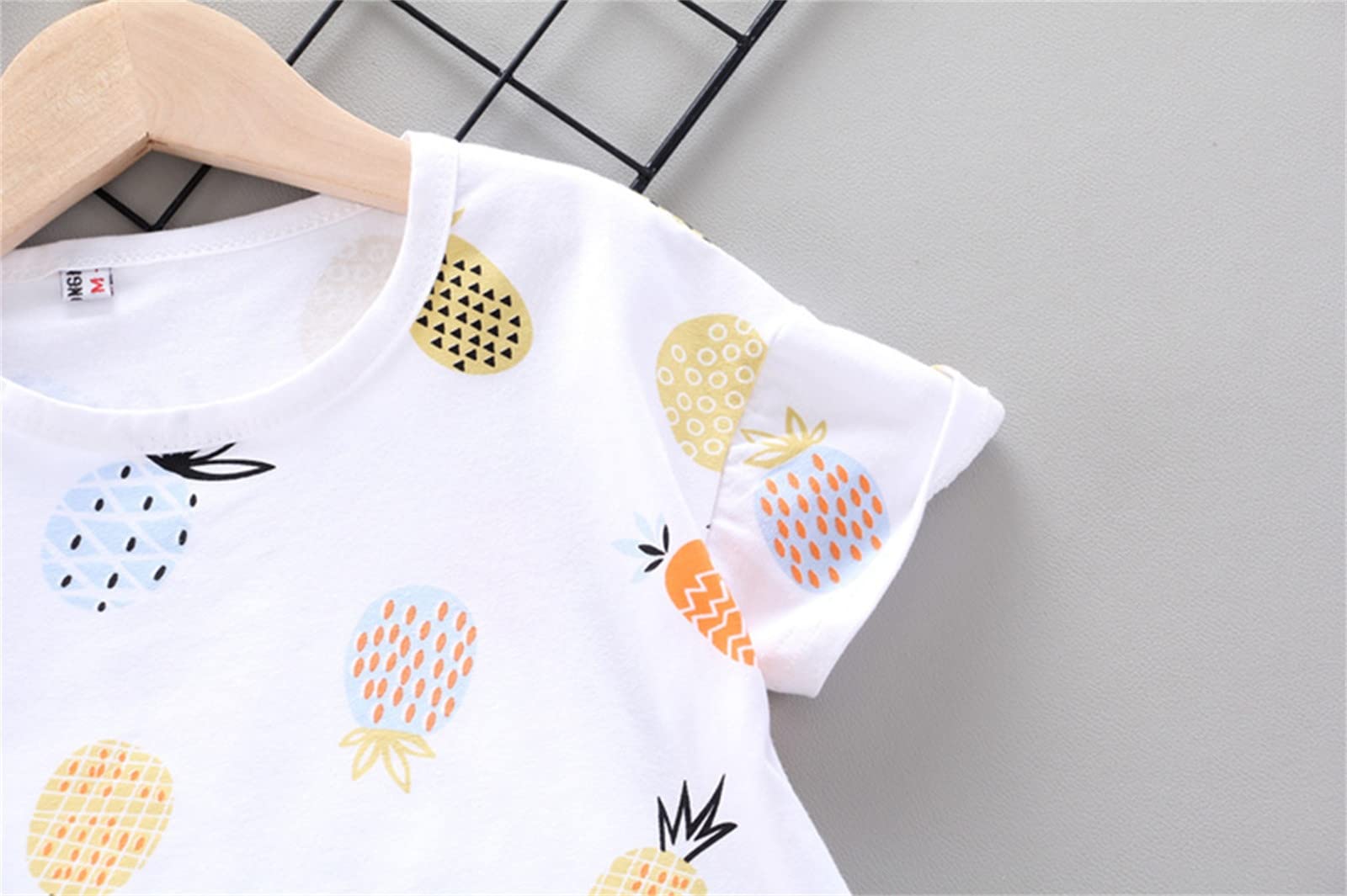 Adorable Toddler Boys & Girls Summer Outfit Set - Pineapple Floral Short Sleeve T-Shirt & White Shorts Pack | Perfect for Beach, Playdates & Family Photos