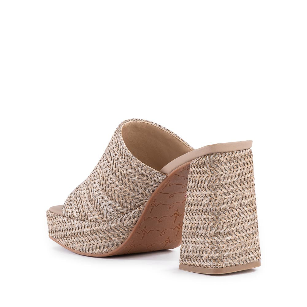 BC Footwear Women's Taupe Raffia Mule Sandals - Comfortable & Stylish Summer Shoes for Beach, Pool, and Casual Outings