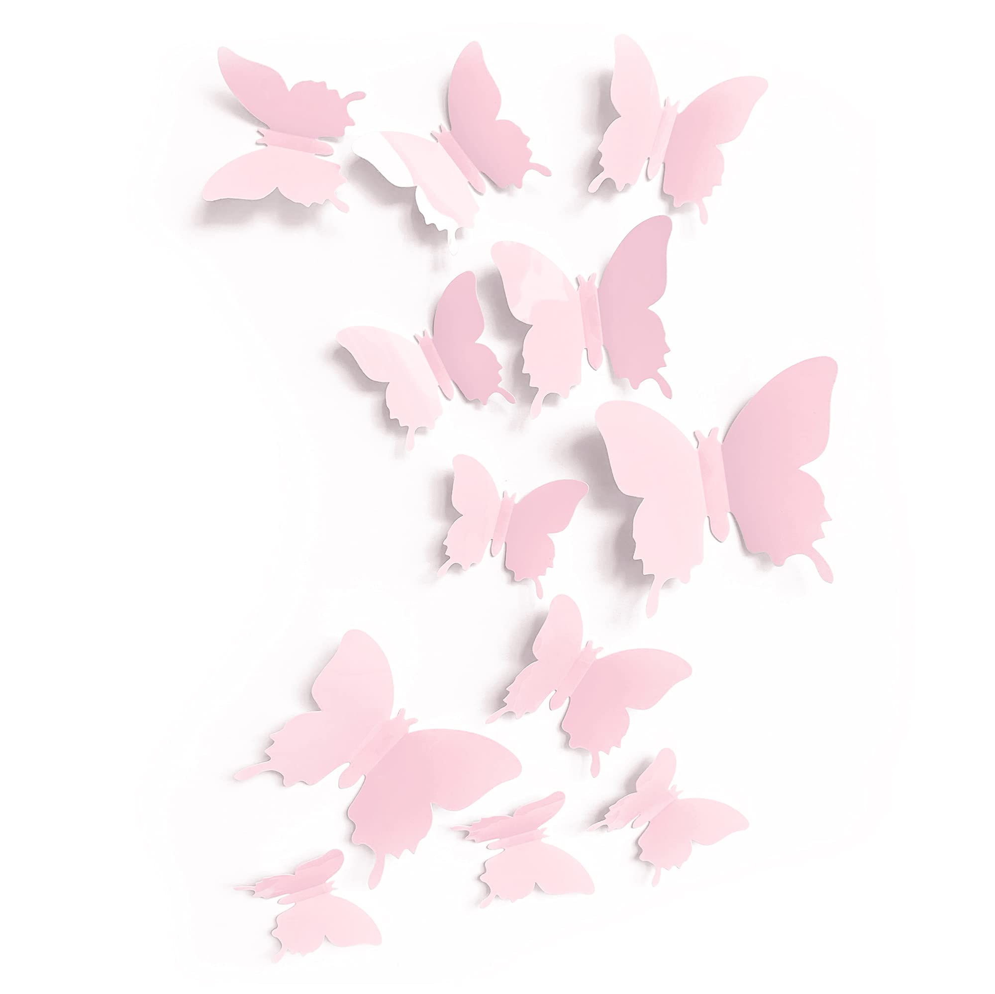 24pcs Pink Butterfly Wall Decals - Cute Pastel Aesthetic Butterflies Stickers for Girls Room, Nursery & Toddler Bedroom Decor | Perfect for Baby Shower Gifts & Kids Room Makeover