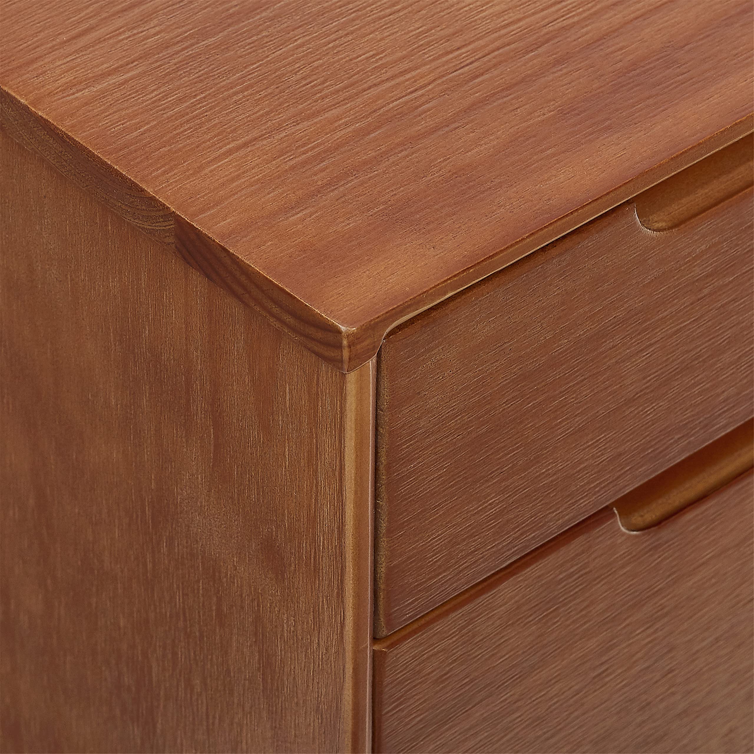 Mid Century Modern 5-Drawer Dresser for Bedroom - Solid Wood Storage Cabinet with 3-Tier Organizer - Walnut Finish for Closet, Living Room, Hallway & Nursery - Perfect for Clothes, Blankets & Home Organization