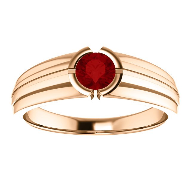 14KT Gold Men's Solitaire Ring with 2/3 CT Ruby Bezel Setting - Elegant Jewelry for Weddings, Anniversaries & Special Occasions