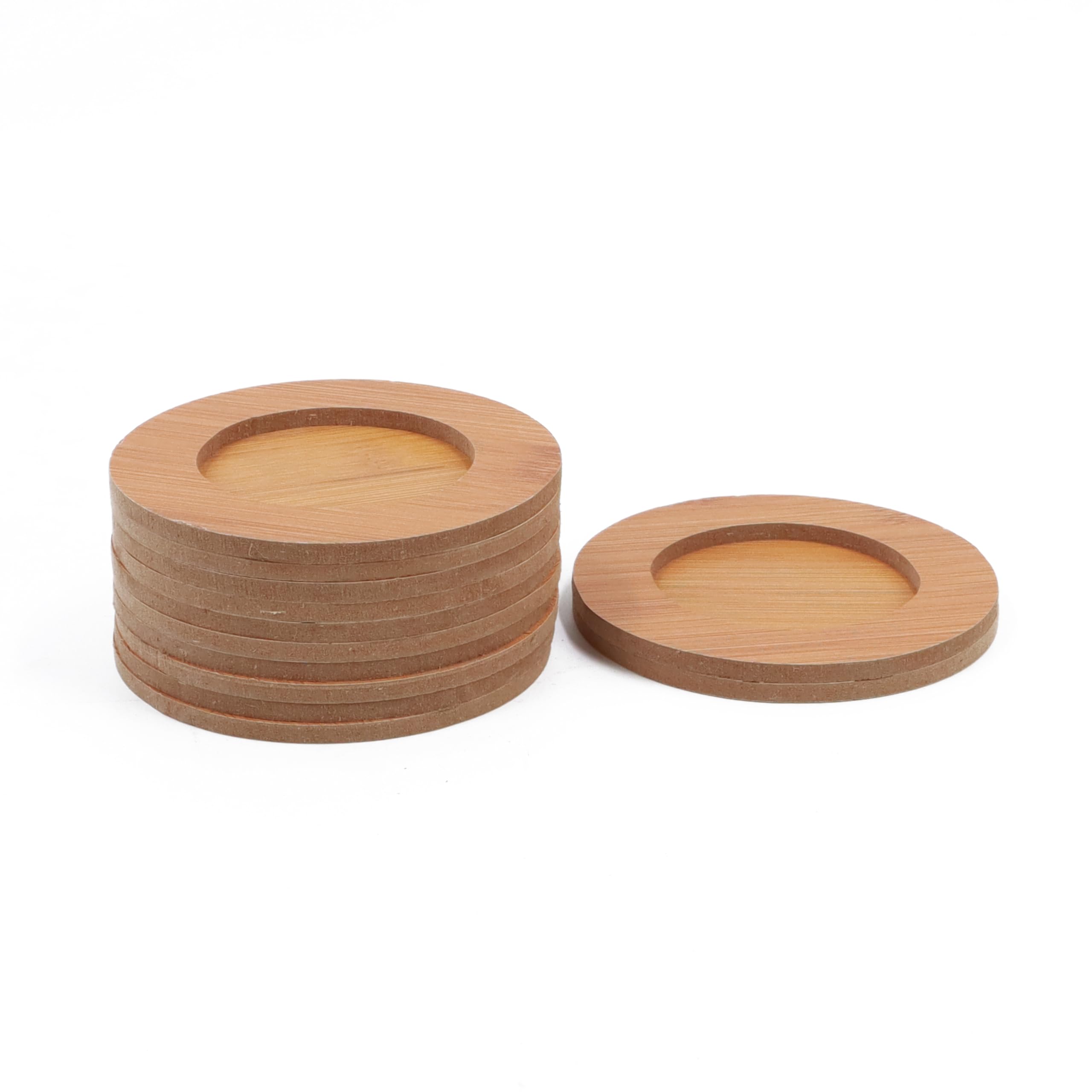 Eco-Friendly Wooden Drink Coasters Set of 6 - Round Heat Resistant Table Coasters for Coffee Mugs, Tea Cups & Glasses | Perfect for Home, Office & Restaurant Use