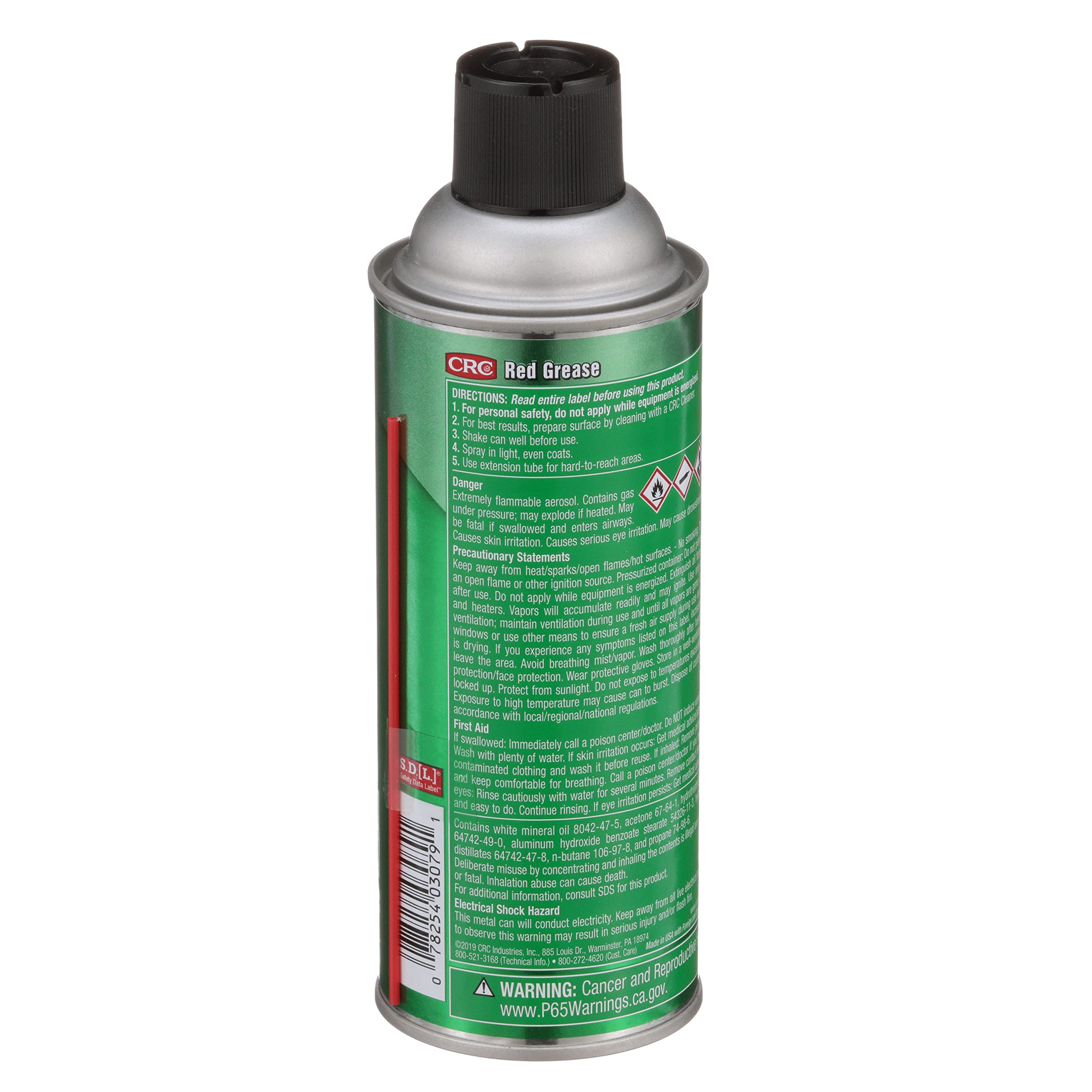 CRC Red Grease 03079 - 11 oz Multi-Purpose Aerosol Lubricant (Red Color for Easy Visual Inspection) - Ideal for Automotive, Industrial & Household Maintenance