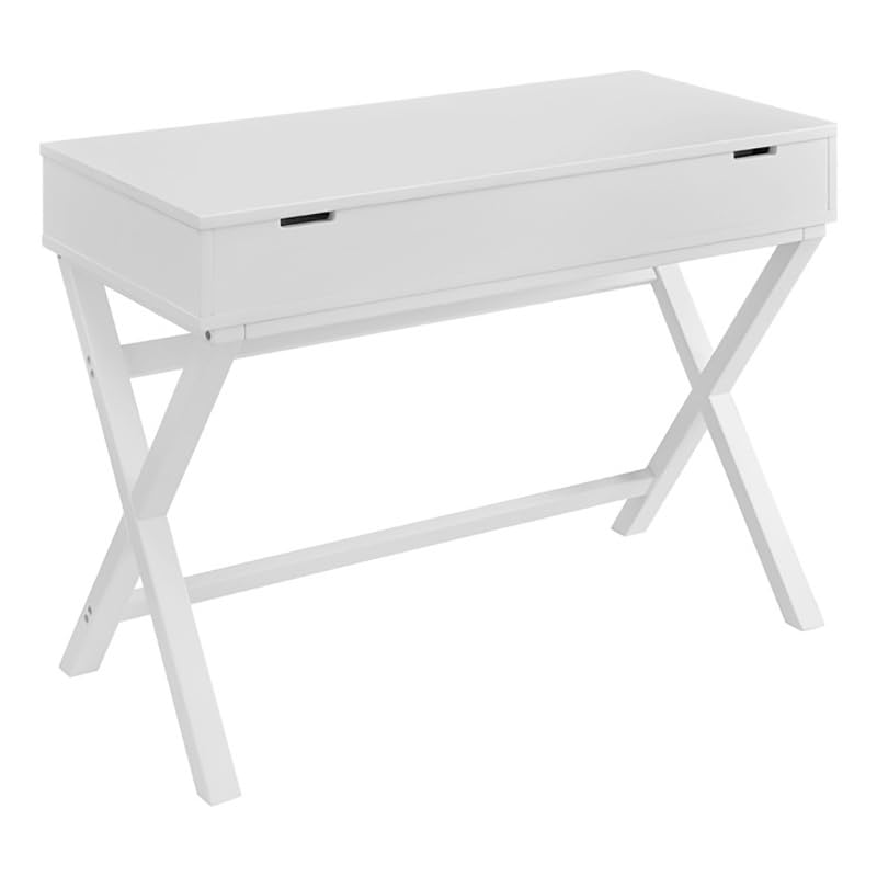Riverbay Furniture Transitional White Wood Lift Top Stand Up Desk - Adjustable Height Home Office Desk for Work, Study & Gaming