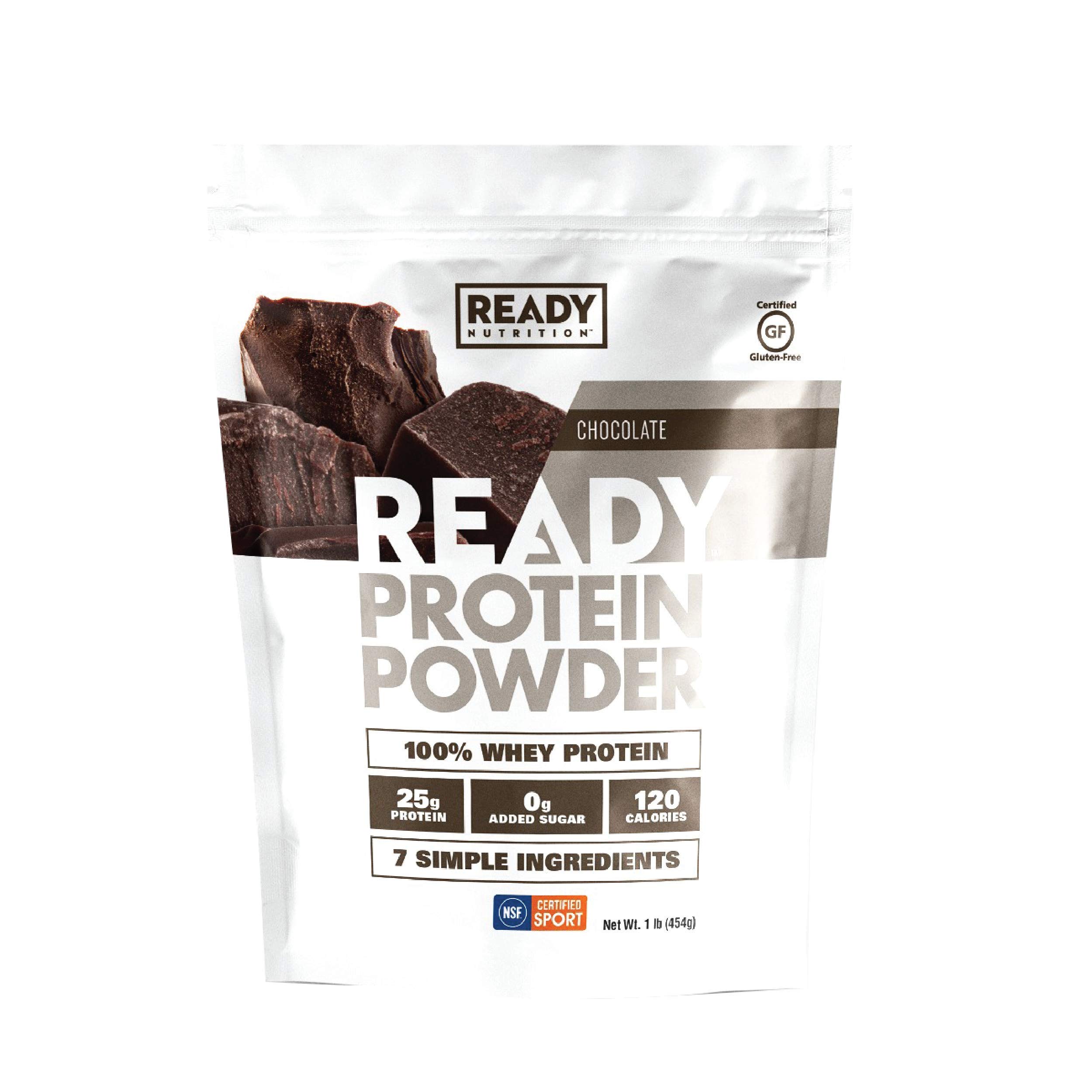 Ready Protein Powder - 25g Whey Protein, 0g Added Sugar, 7 Simple Ingredients, Chocolate Flavor, 1 Pound Bag - Perfect for Post-Workout Recovery & Muscle Building