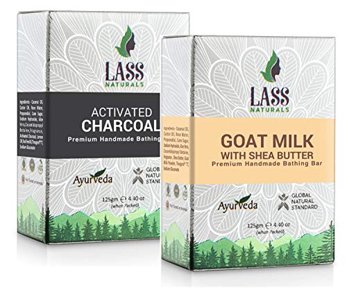 Premium Handmade Organic Soap Set - Activated Charcoal & Goat Milk with Shea Butter (125g Each) | Natural Skin Care for Acne, Dry Skin & Sensitive Skin | Perfect for Daily Cleansing, Gift Sets & Spa Days
