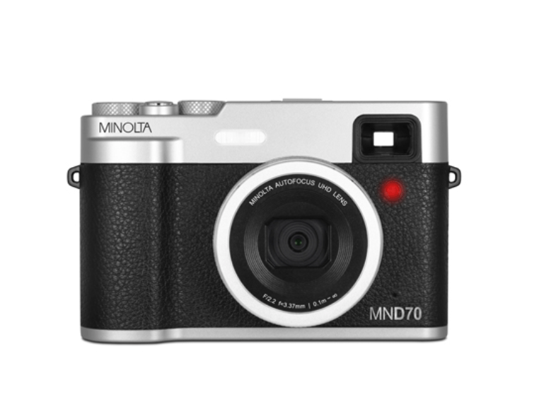 MINOLTA MND70 Retro 48MP Autofocus 5K Ultra HD Dual Lens WiFi Digital Camera (Silver/Black) - Perfect for Travel, Vlogging & Street Photography