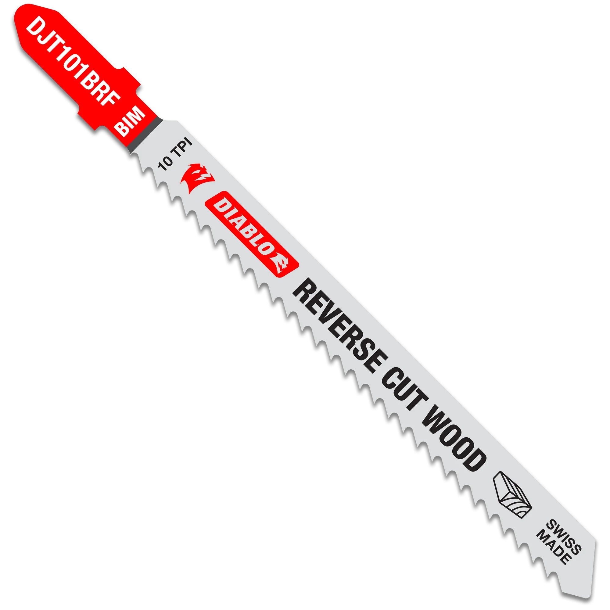 Diablo DJT101BRF5 4-Inch 10 TPI Bi-Metal T-Shank Jig Saw Blades - 5 Pack for Wood Reverse Cuts | Perfect for DIY Projects, Woodworking, and Professional Construction Use