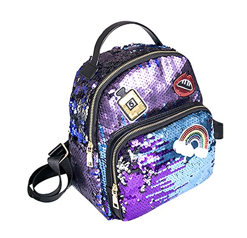 Aibearty Small Sequin Leather Backpack for Women - Stylish Casual Daypack for Work, School & Travel | Durable Vegan Leather Purse with Sparkly Rhinestones