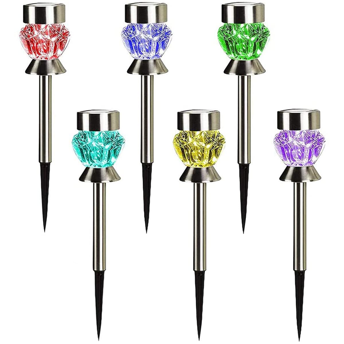 Solar Pathway Lights Outdoor - 6 Pack Waterproof Solar Garden Lights with Dual Color Changing LED, Auto On/Off for Walkway, Driveway, Patio, Yard & Landscape Decoration
