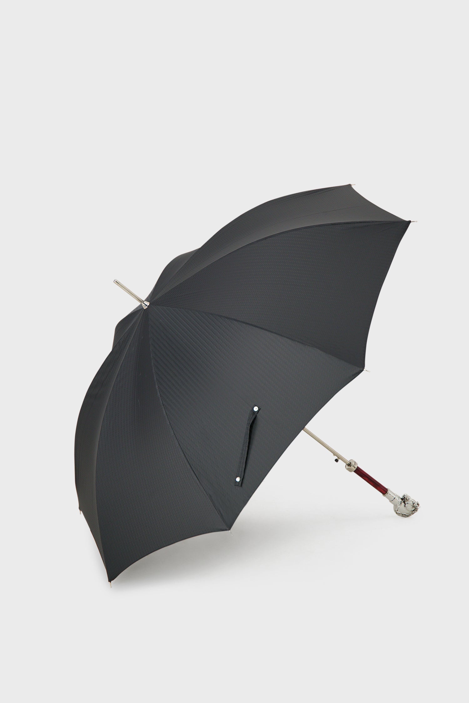 Pasotti Luxury Black & Silver Horse Design Umbrella - Elegant Rain Protection for Outdoor Events & Fashionable Accessory