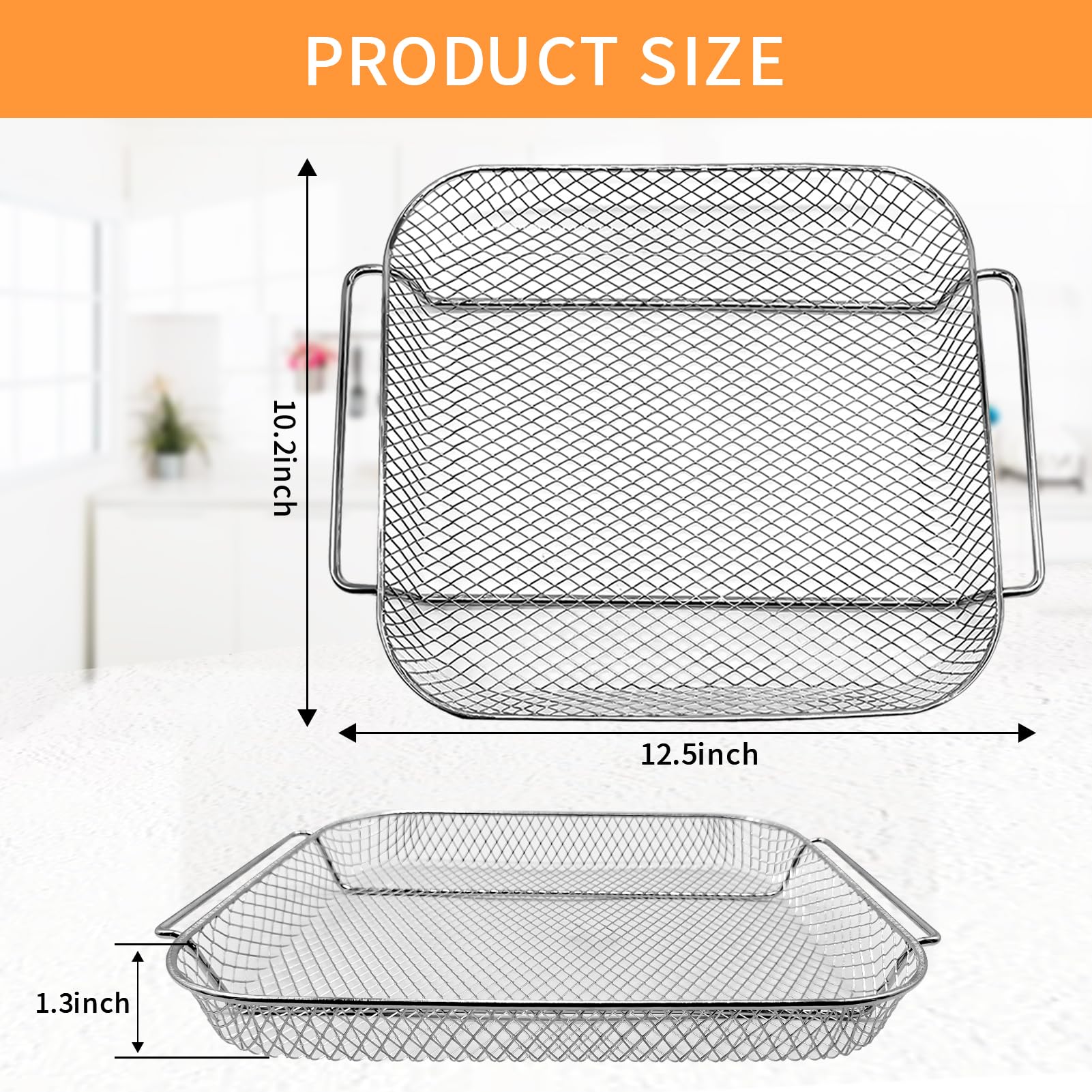Replacement Air Fryer Basket for Emeril Lagasse 26 QT Extra Large Convection Toaster Oven - 12.5 x 10.2 Inch Non-Stick Mesh Wire Rack Accessory - Dishwasher Safe - Perfect for Healthy Frying, Roasting, and Reheating Meals