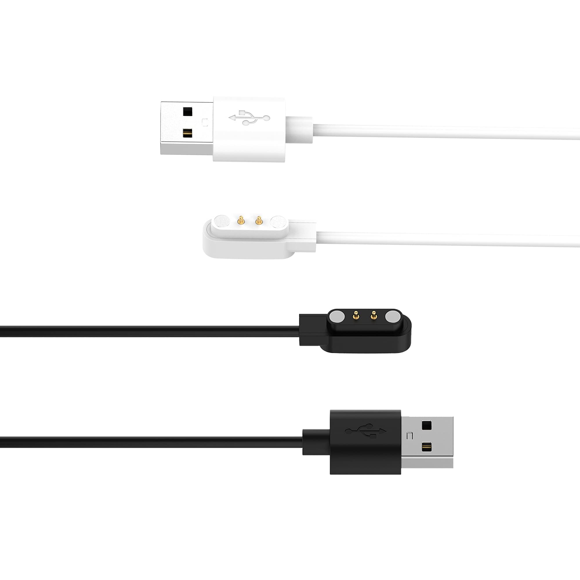 RuenTech 2-Pack Magnetic Smart Watch Charger for Willful SW021 ID205L & SW025 ID205S - 3.3ft Replacement Charging Cable (Black & White) - Perfect for Home, Office, and Travel Use