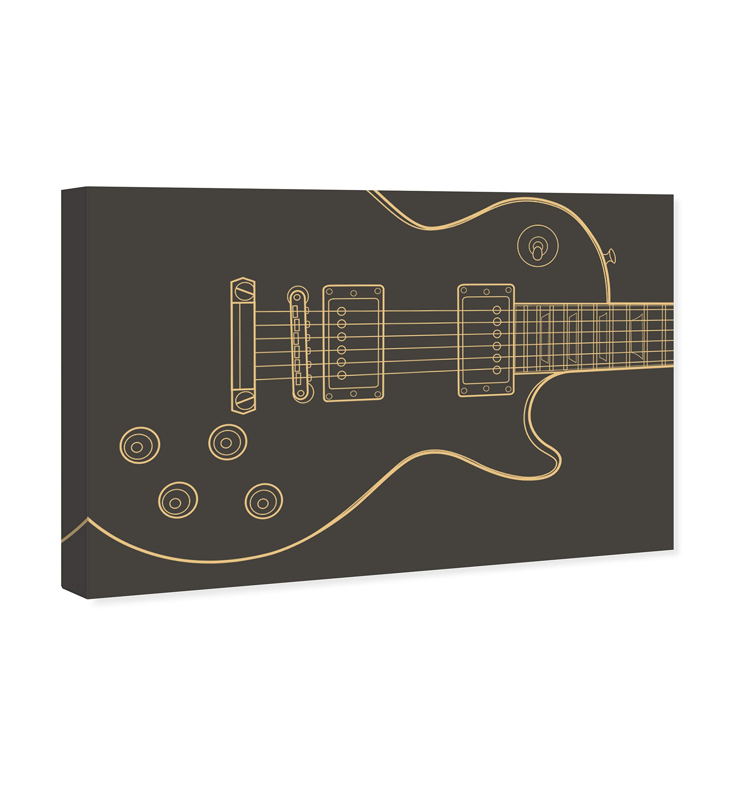 Oliver Gal Artist Co. 'Guitar One' Music Wall Art Canvas Print - 45x30 Inches Black & Gold Home Decor - Perfect for Living Room, Bedroom & Music Studio Decor