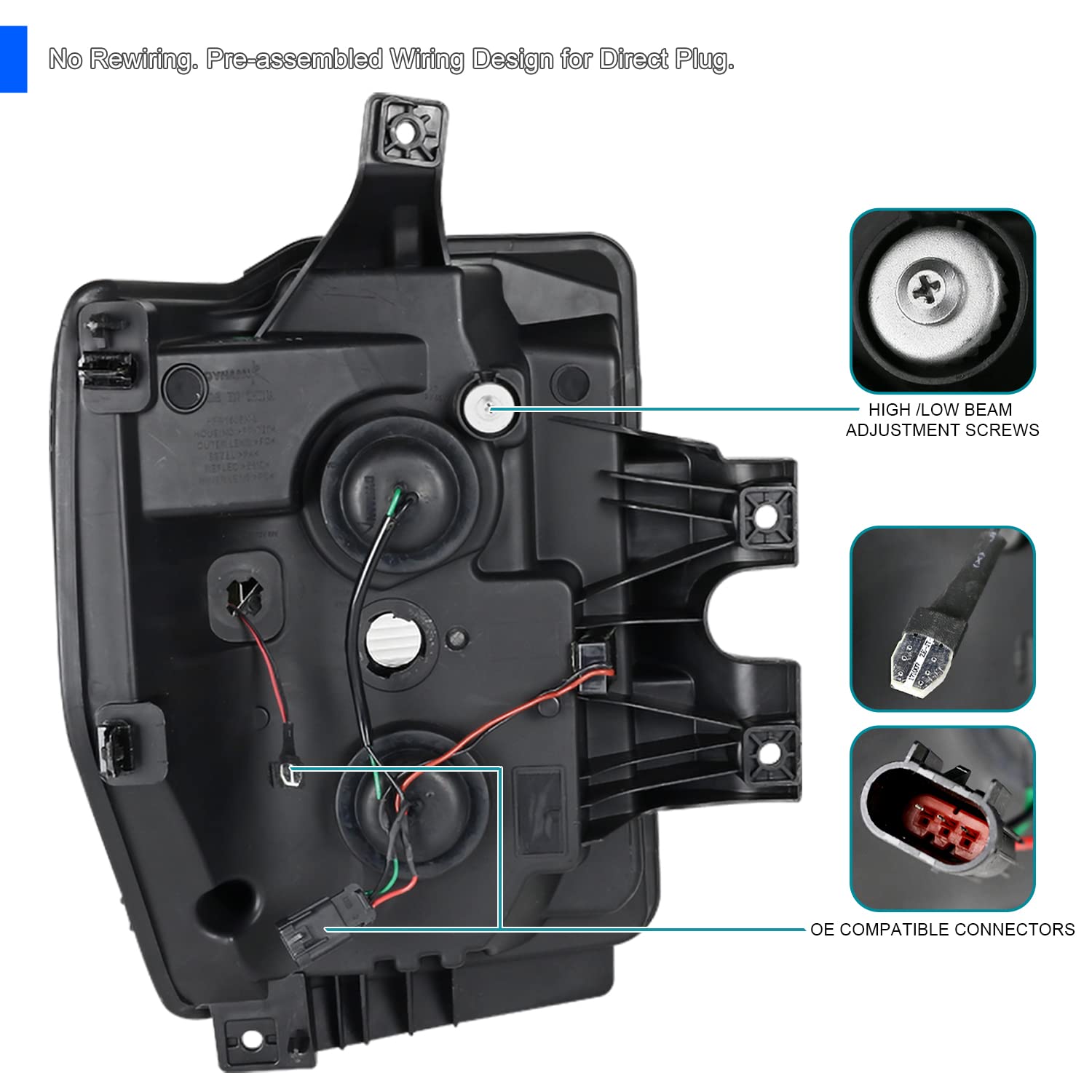 Spec-D Black Smoke LED Projector Headlights for 2008-2010 Ford F-Series Super Duty - Off-Road & Night Driving