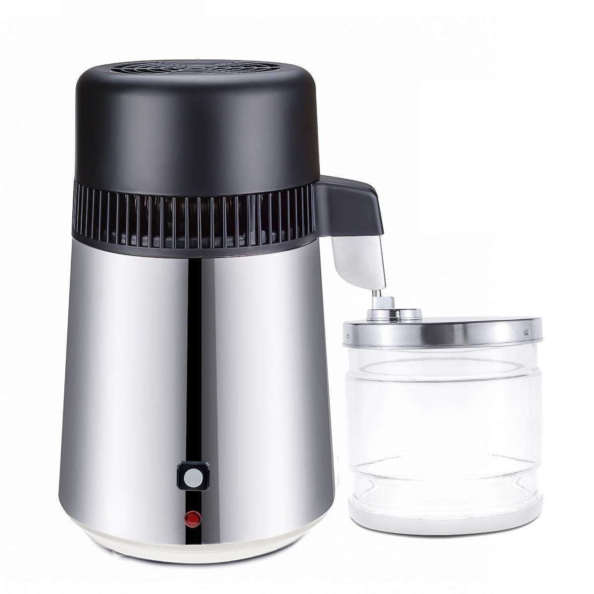 4L Stainless Steel Home Water Distiller Machine - Pure Water Distillation System with Glass Jar & Carbon Filter for Family Use | Perfect for Drinking, Cooking, Baby Formula & Medical Needs