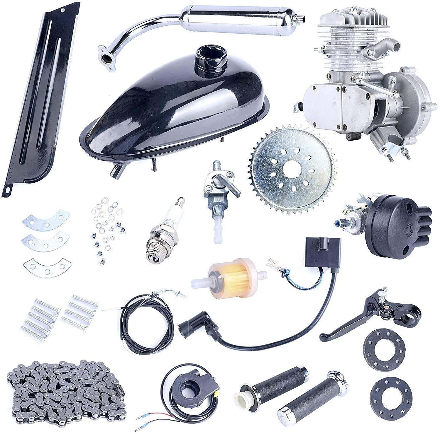 80cc 2 Stroke Bicycle Engine Kit - Motorized Bike Conversion Kit with Silver Finish | Perfect for Commuting, Off-Road Adventures & DIY Bike Projects