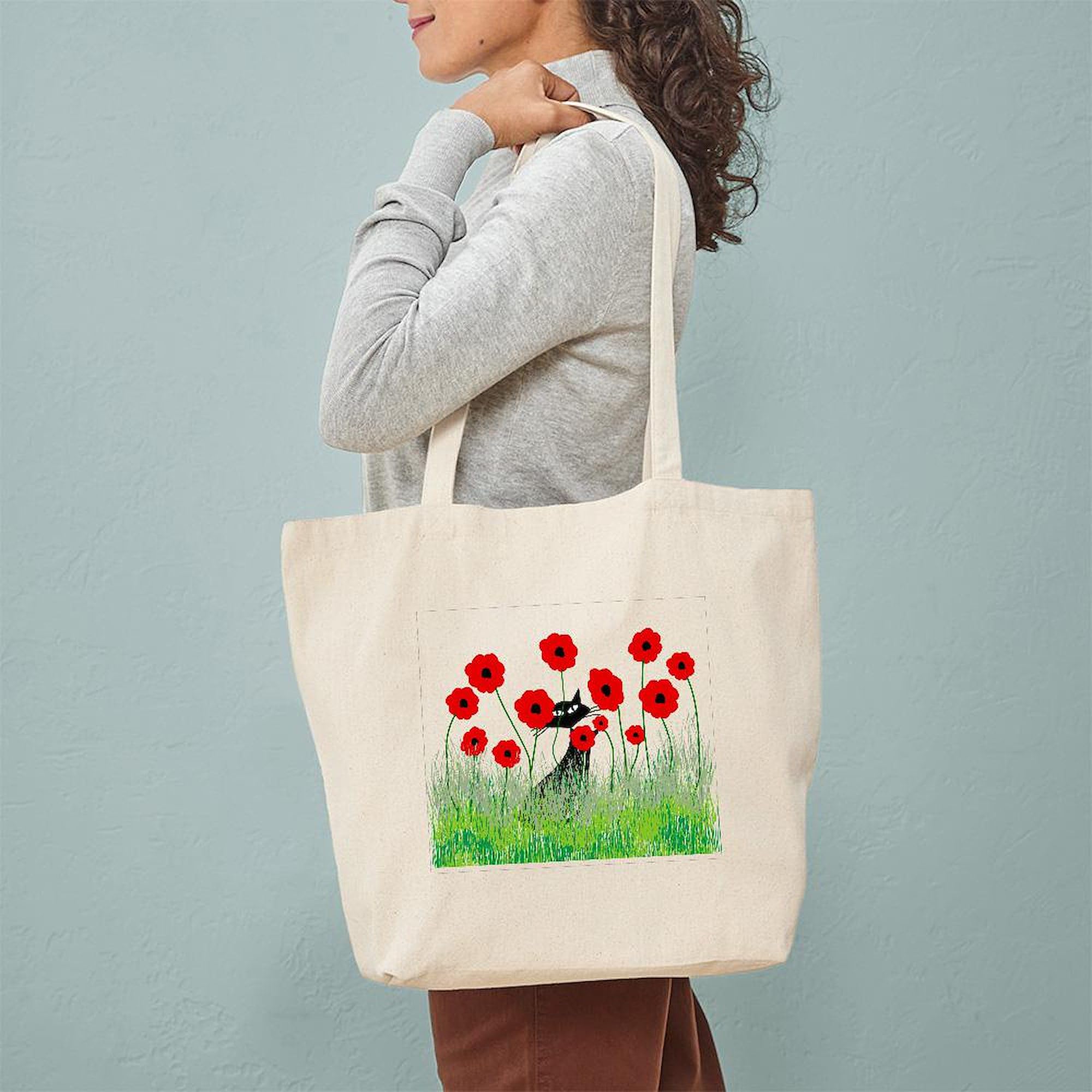 Whimsical Cat Tote Bag - Natural Canvas Reusable Shopping Bag for Groceries, Beach & Everyday Use | Eco-Friendly Cotton Tote with Cute Feline Design