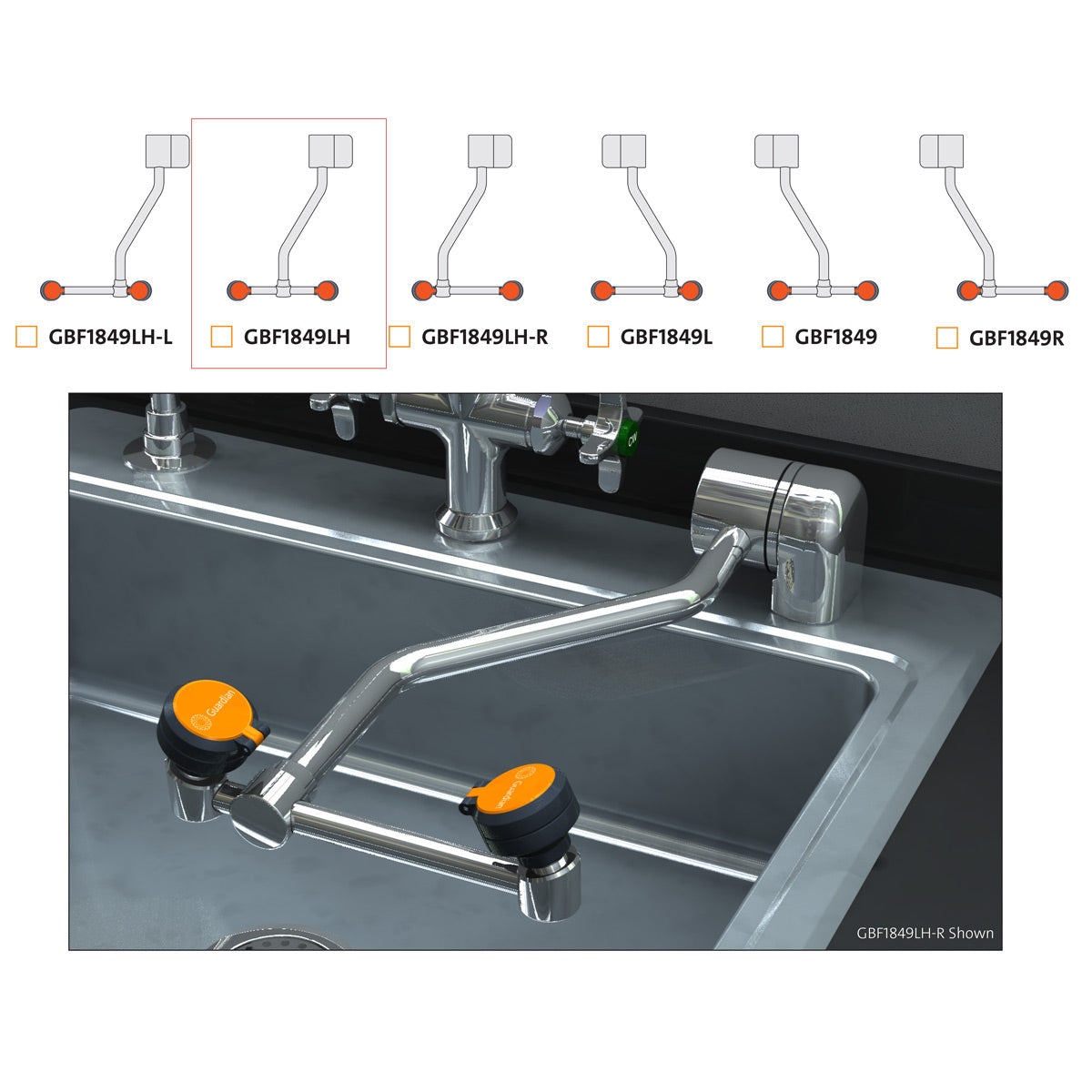 Guardian GBF1849 Barrier-Free Deck Mounted Eyewash Station with AutoFlow Technology - Ideal for Laboratories, Factories & Emergency Safety Stations