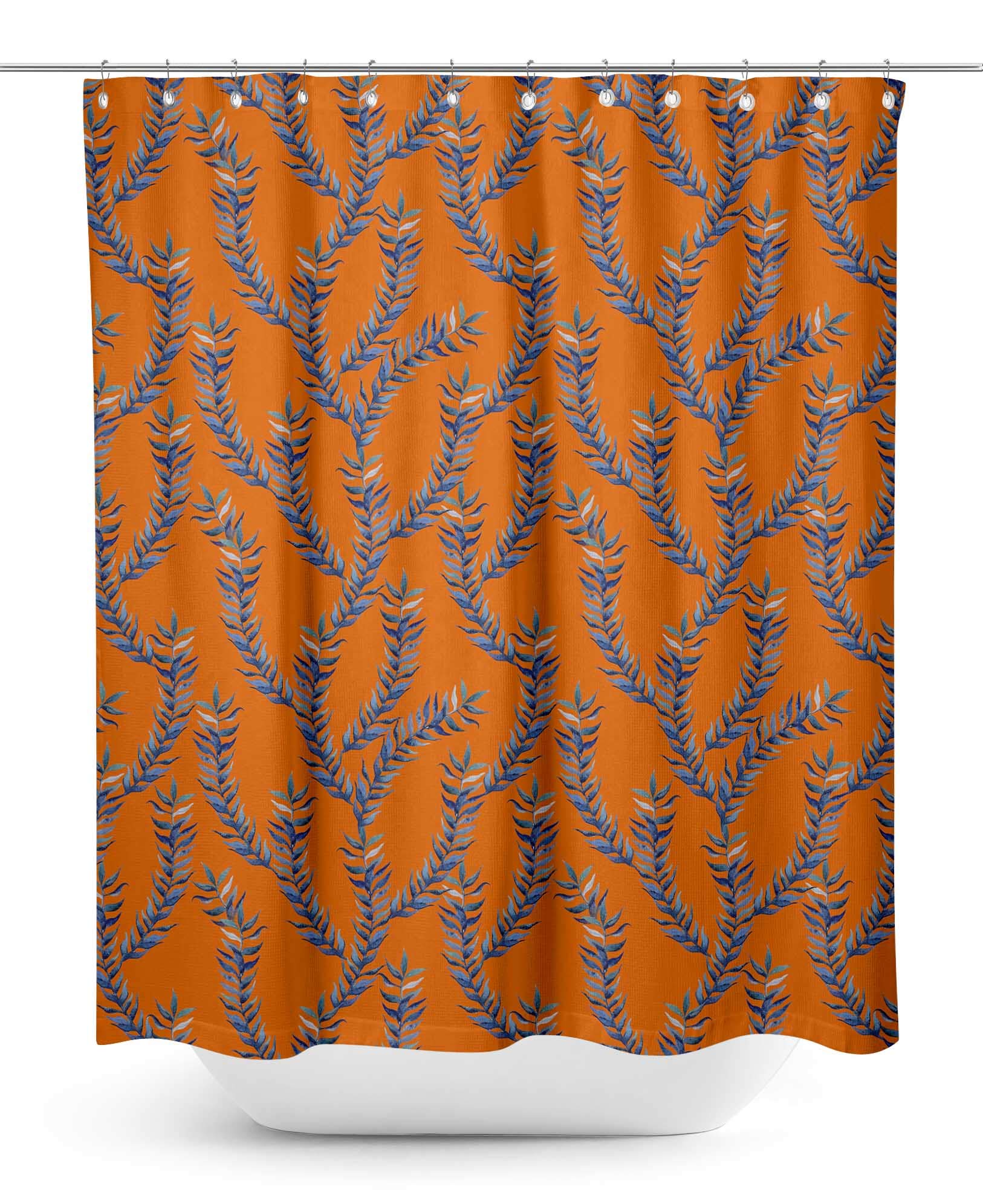 Waterproof Orange Laurel Leaves Shower Curtain 60x84 Inch - Bathroom Decor, Moisture Resistant, Elegant Home & Spa Style for Modern Bathrooms