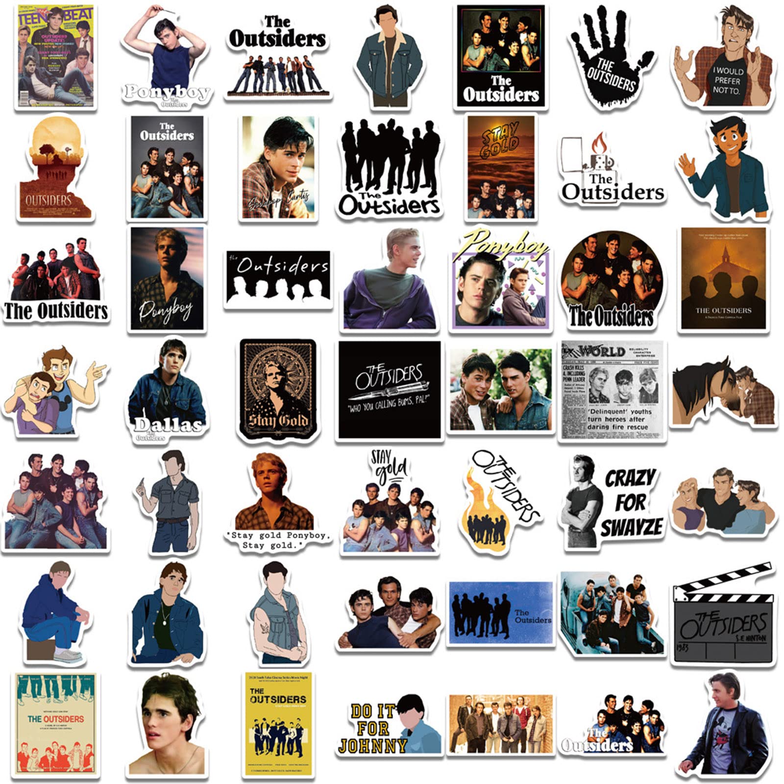 The Outsiders TV Show Stickers - 50pcs Cool Vinyl Decals for Laptops, Water Bottles, Skateboards & More | Perfect for Teens & Adults | Great for DIY Projects, School Supplies & Gift Giving