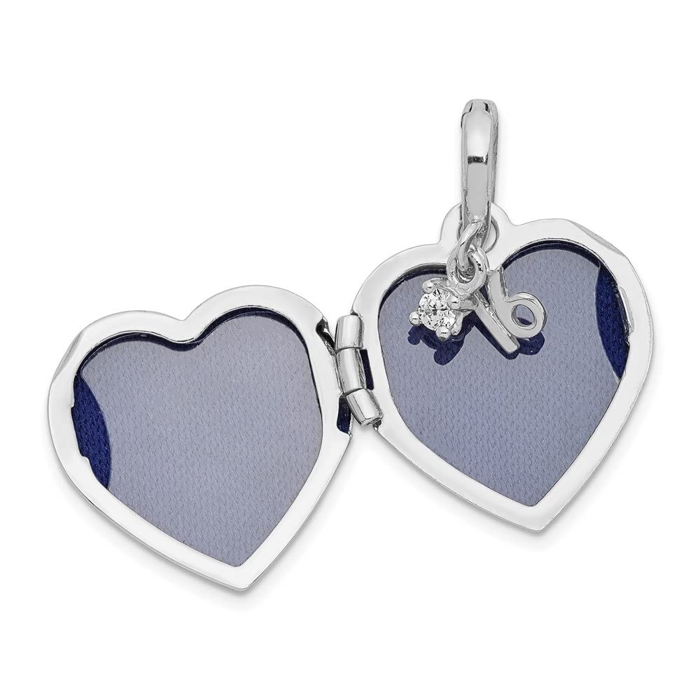 925 Sterling Silver Rhodium Plated Heart Locket Pendant with Cubic Zirconia - Perfect 16th Birthday Gift for Daughter, Sweet 16 Jewelry Present - Great for Prom, Graduation & Special Occasions