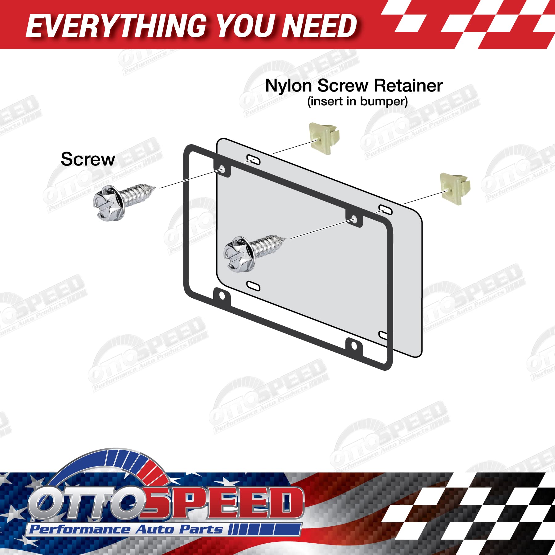 Chrome License Plate Screw Kit - Rustproof Self-Tapping Bolts for Cars, SUVs, Trucks - Easy Front & Back Installation