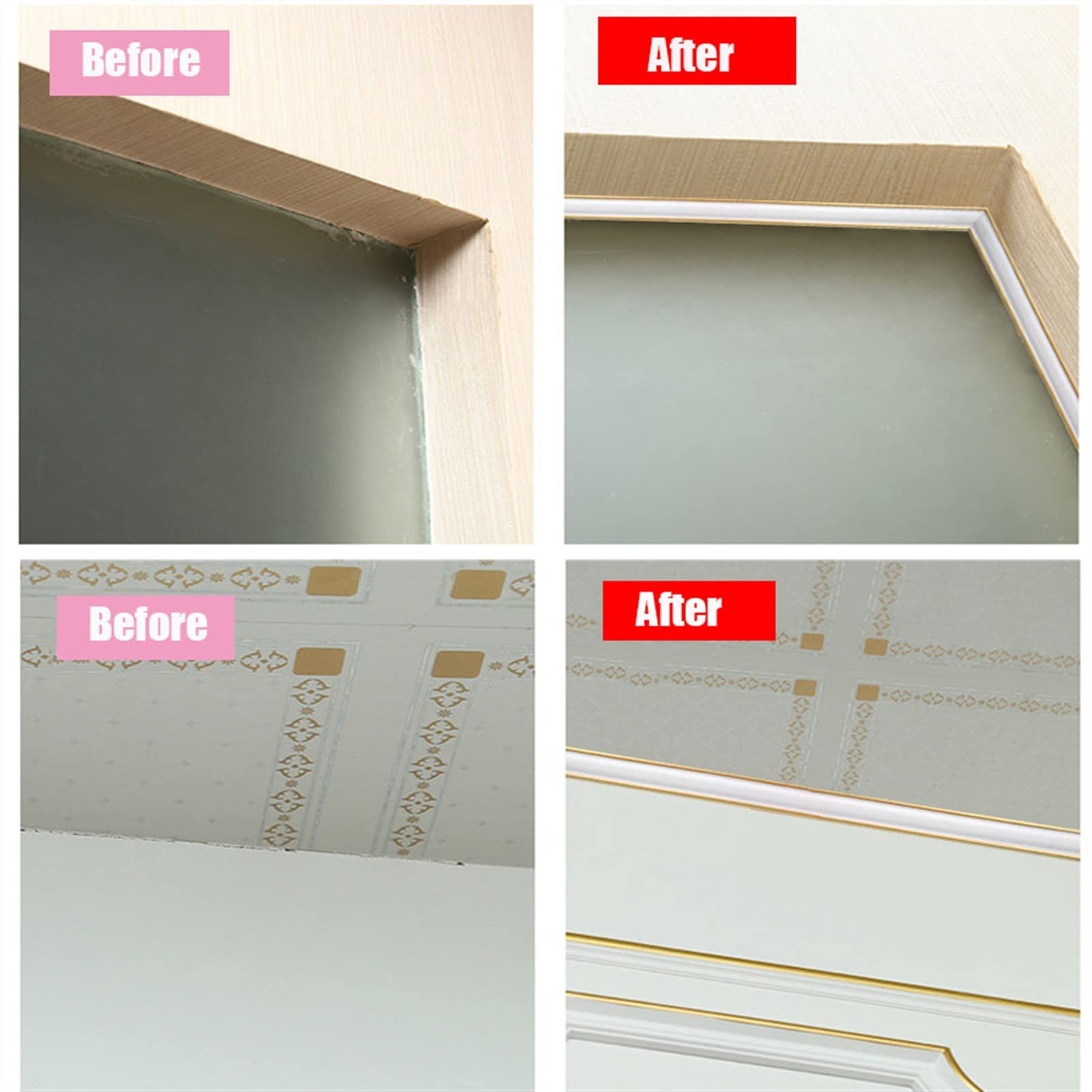 32.8ft Flexible Crown Molding Trim - Peel and Stick Quarter Round Ceiling Molding for Easy DIY Home Decoration & Renovation Projects - Perfect for Living Rooms, Bedrooms & Kitchens