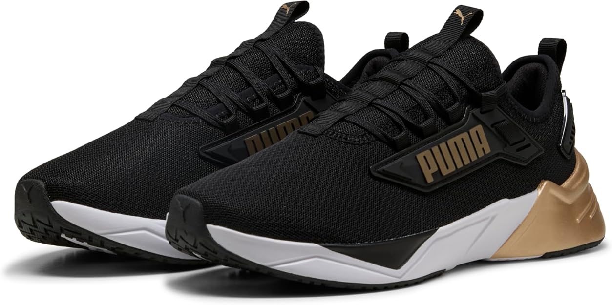 PUMA Men's Retaliate Running Shoes - Black/Gold - Lightweight & Cushioned for Comfort - Perfect for Jogging, Gym Workouts & Daily Wear