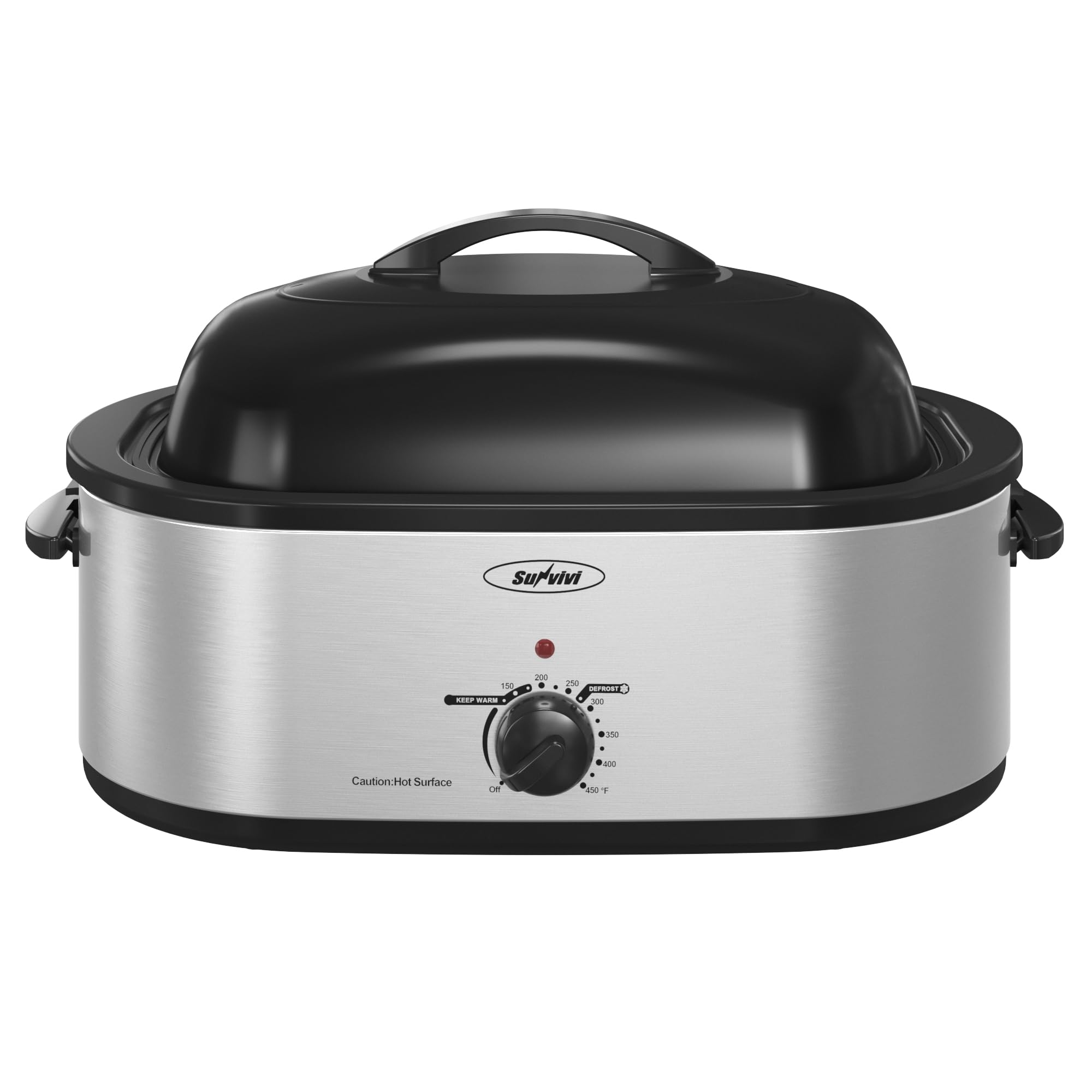 Sunvivi 24lb 20-Quart Electric Roaster Oven with Self-Basting Lid, Defrost/Warm Function & Removable Pan - Stainless Steel Turkey Roaster for Thanksgiving, Holiday Cooking & Large Family Gatherings