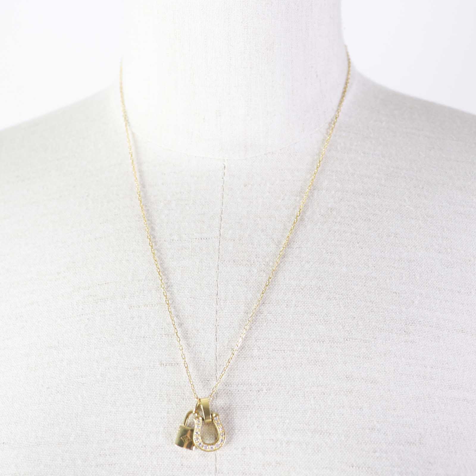 18K Gold Diamond Horseshoe Padlock Necklace for Women - Elegant Lucky Charm Pendant Jewelry Gift for Birthday, Anniversary & Valentine's Day