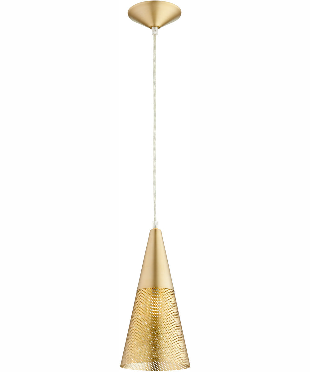 Vintage Aged Brass Pendant Light - Single Bulb Hanging Fixture for Dining Room, Kitchen Island, or Entryway Lighting