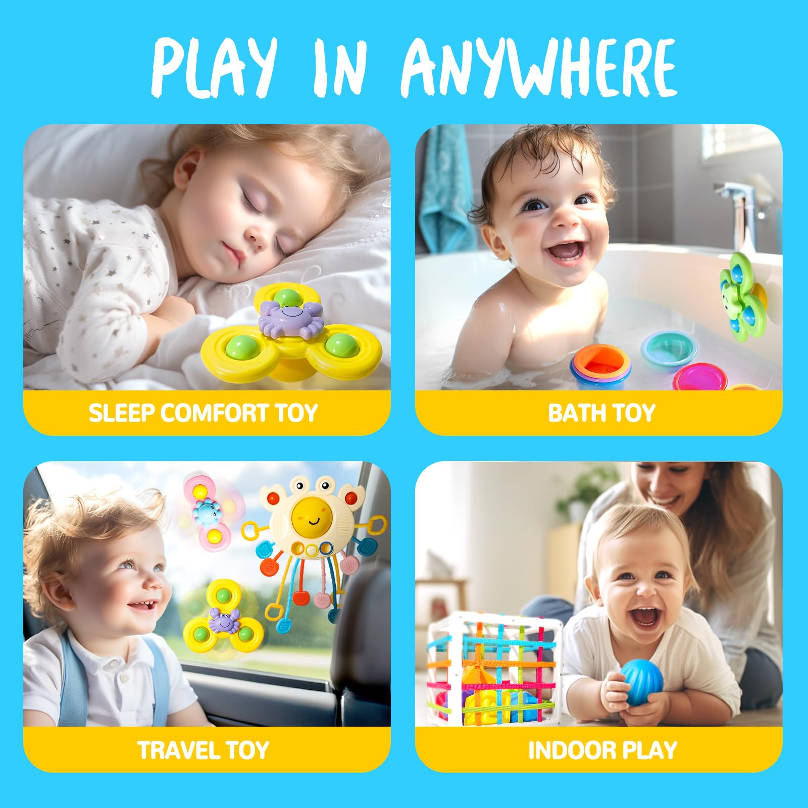 Montessori Toys for Babies 0-12 Months - 6-in-1 Sensory Stacking Blocks for Infant Development - Educational Learning Toys Gift for 1-3 Year Old Boys & Girls - Perfect for Daycare, Toddler Playtime & Early Childhood Education