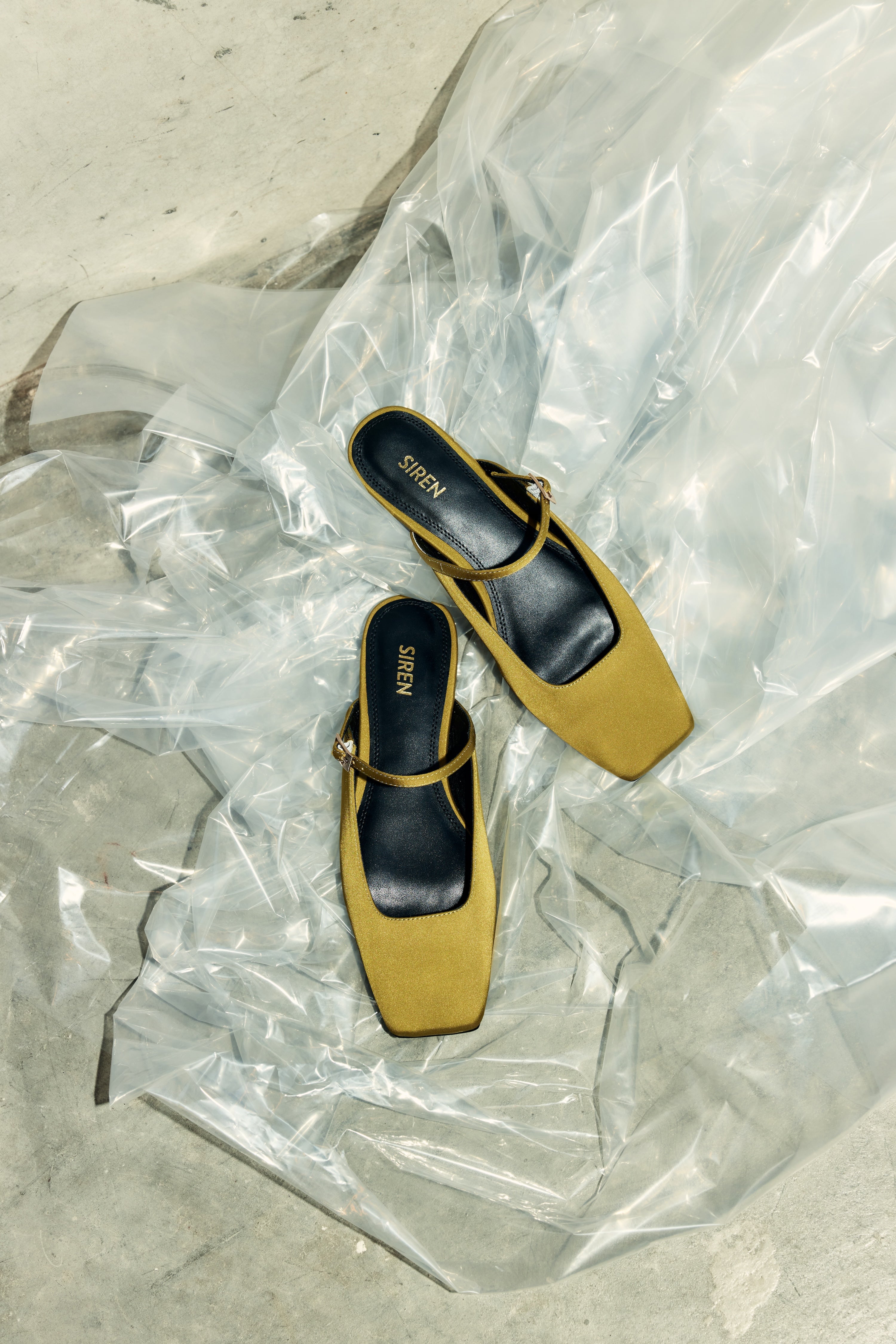 Xanthe Mary Jane Mules - Green Satin Shoes for Women | Comfortable Slip-On Loafers | Perfect for Office, Casual Wear & Special Occasions