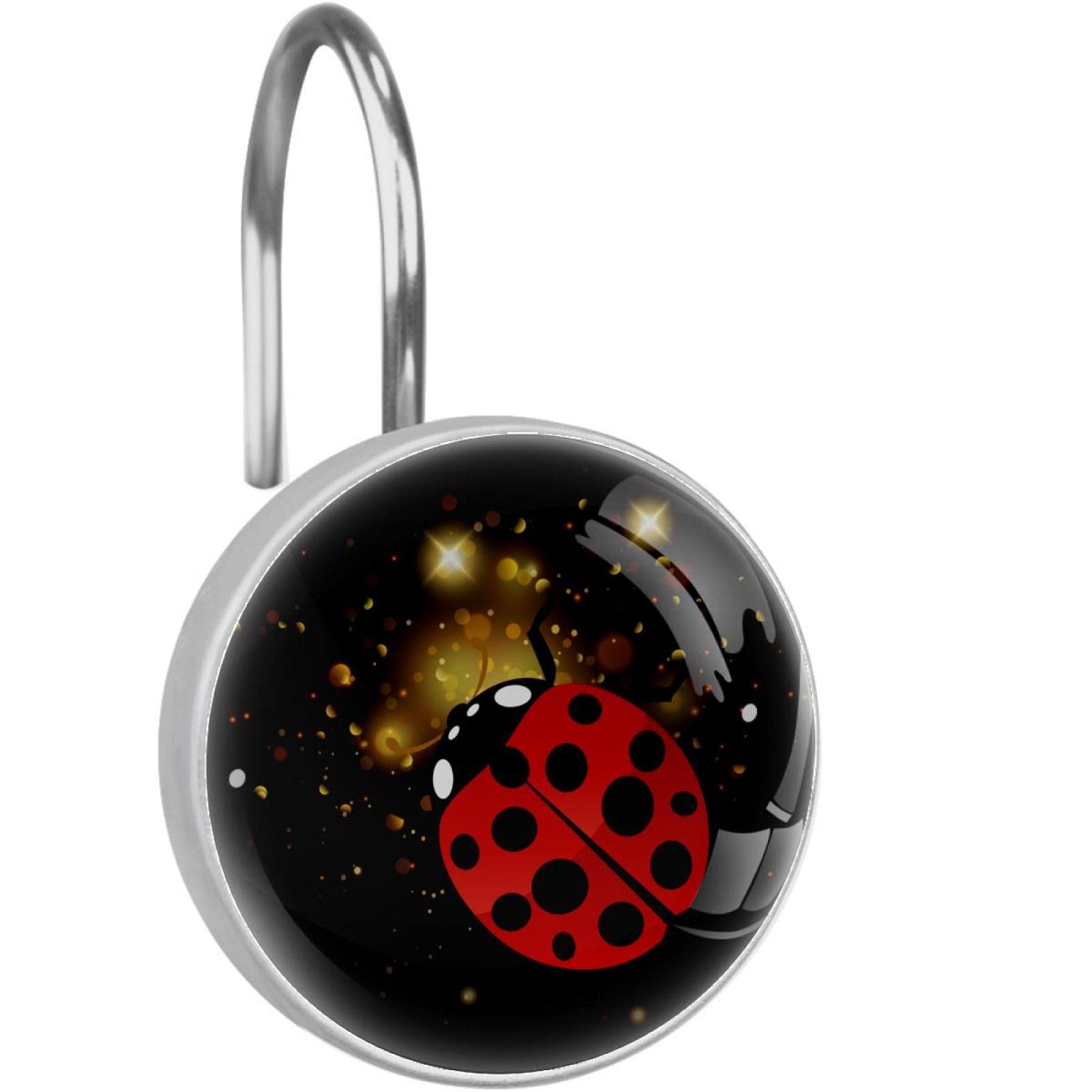 12 Pack Decorative Ladybug & Abstract Space Hooks - Wall Mounted Coat Hooks, Towel Hooks, Shower Hooks for Bathroom, Bedroom, Kitchen & Entryway Organization