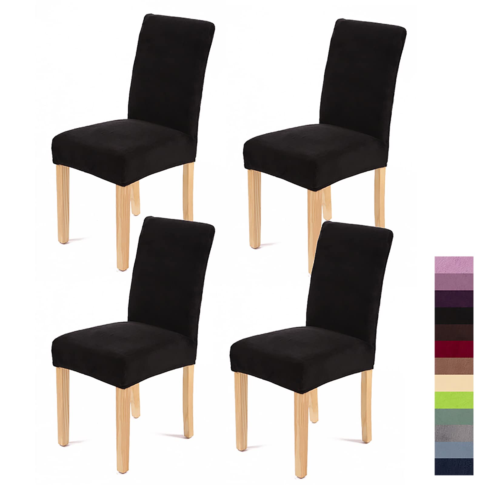 YUMIYU Stretchable Washable Chair Covers - 4 Pack Black Removable Dining Chair Slipcovers for Home, Hotel, Banquet & Wedding Events | Durable Fabric Protector for Seats