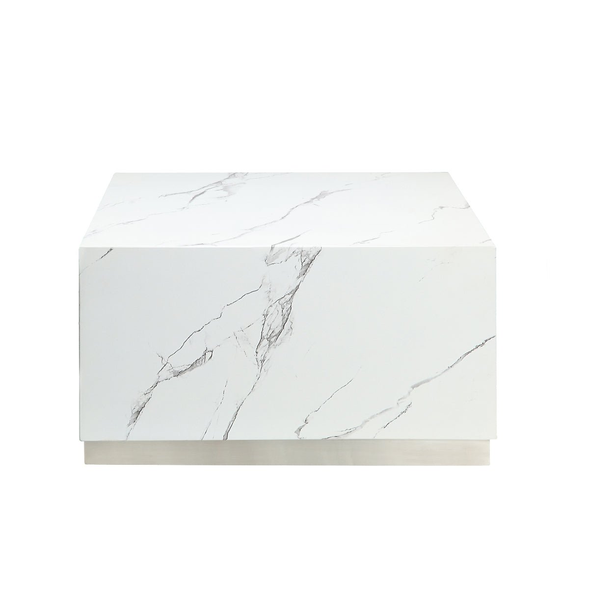 Modern White Small Square Coffee Table - Minimalist Living Room Furniture for Home Decor, Office & Lounge Use
