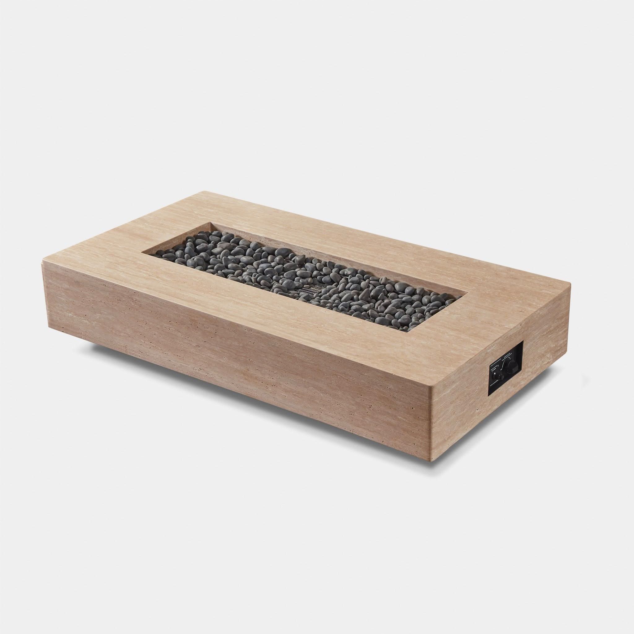 Mason Rectangle Fire Pit Table - Outdoor Propane Fire Table for Patio, Backyard, and Garden - Perfect for Entertaining and Relaxing
