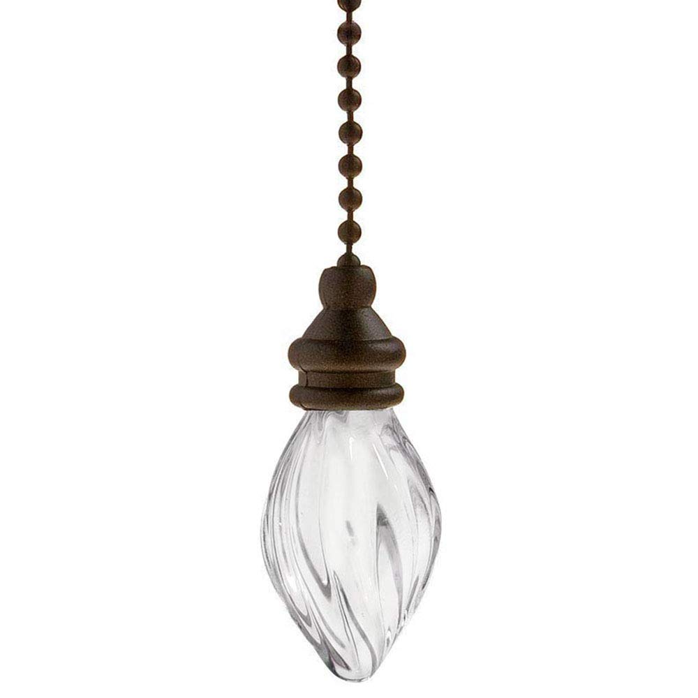 12 Inch Crystal Glass Pendant Ceiling Fan Pull Chain - Antique Brass Finish, Compatible with Hunter Ceiling Fans Lighting - Perfect for Bedroom, Living Room & Vintage Home Decor