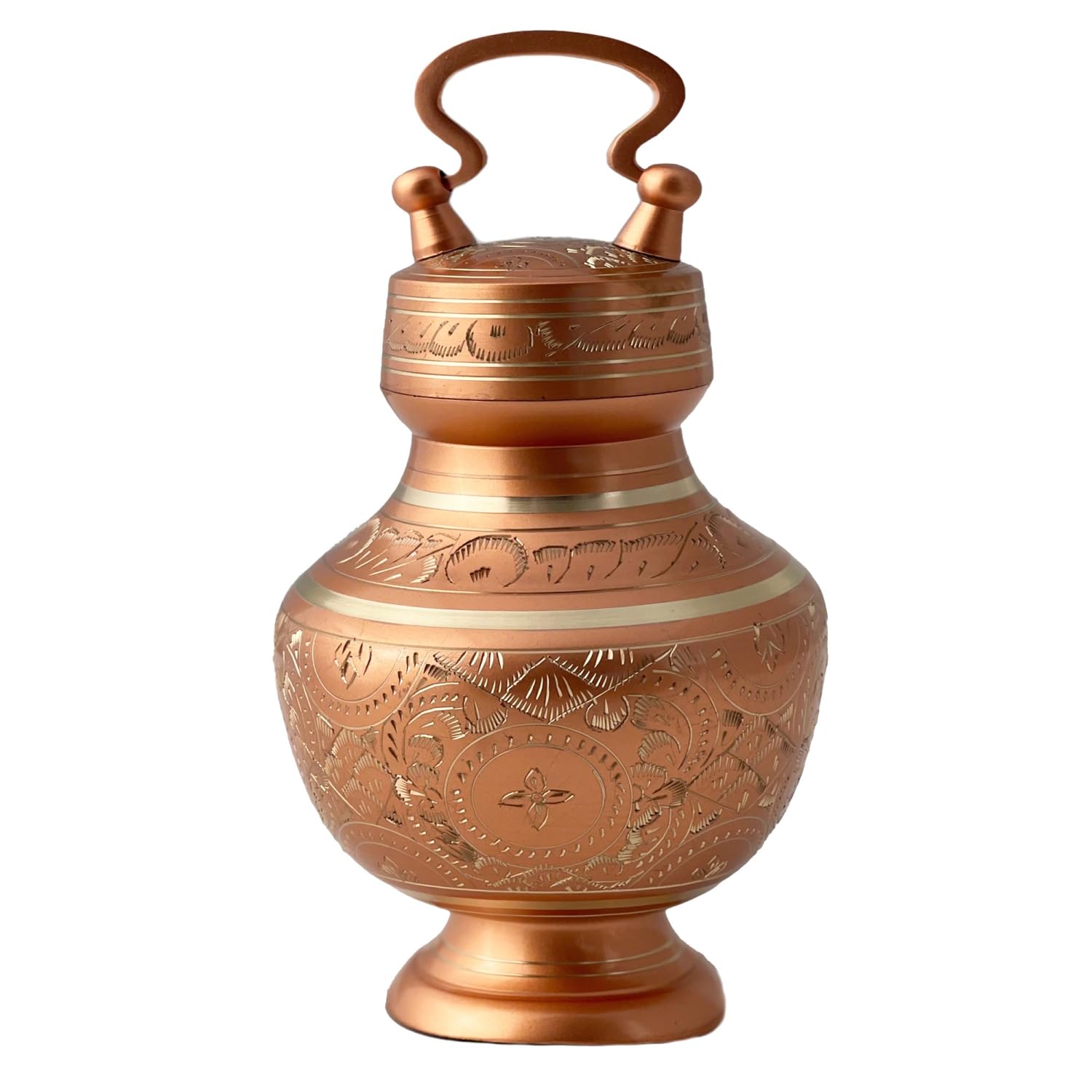 Hand Carved Brass Pet Cremation Urn for Dogs & Cats - Elegant Memorial Urn for Pet Ashes (Brilliant Copper, Small) | Perfect for Home Memorials, Pet Loss Gifts & Remembrance Ceremonies