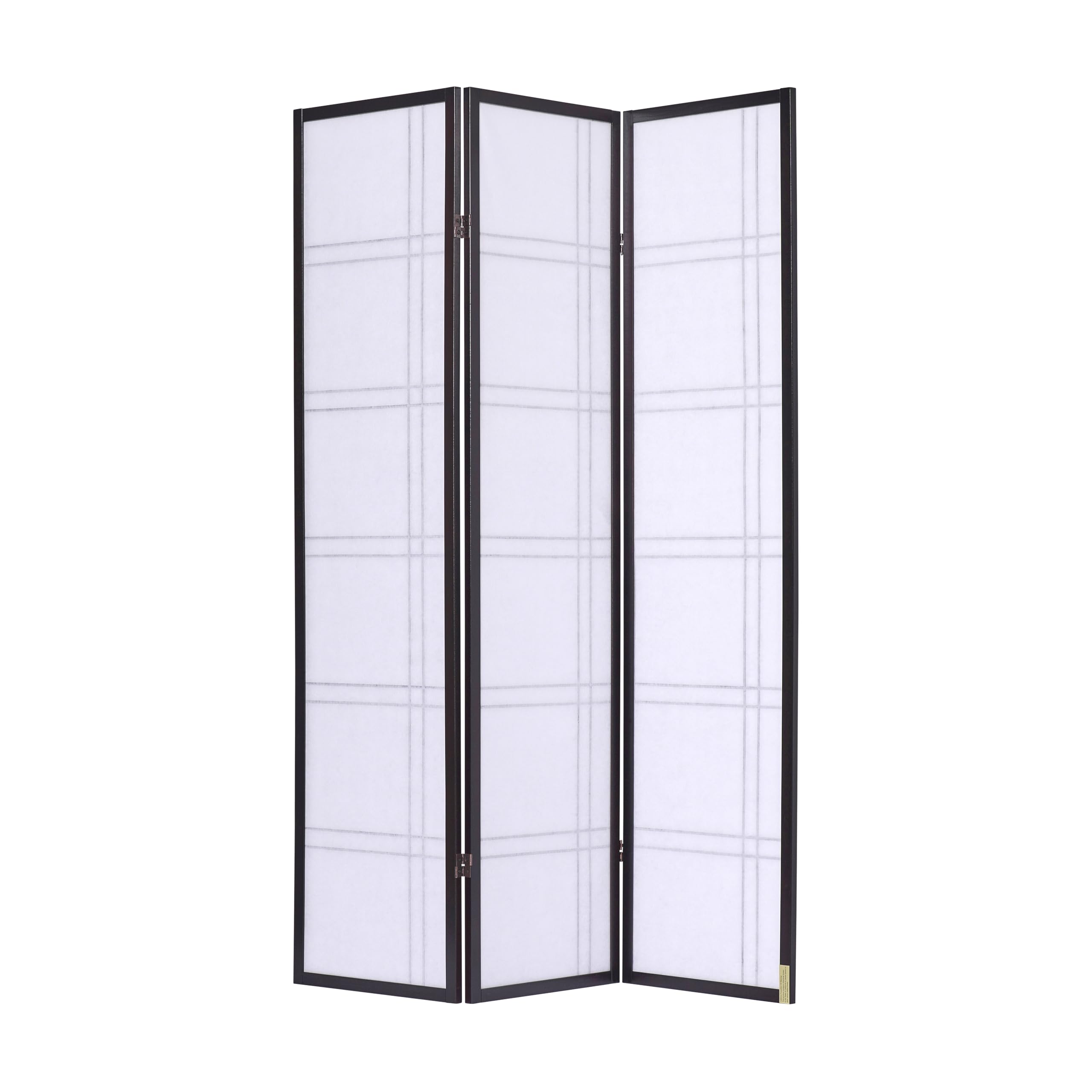Legacy Decor 3-Panel Room Divider - Shoji Style Privacy Screen with Espresso Finish Lattice Design for Bedroom, Office & Living Room Separation