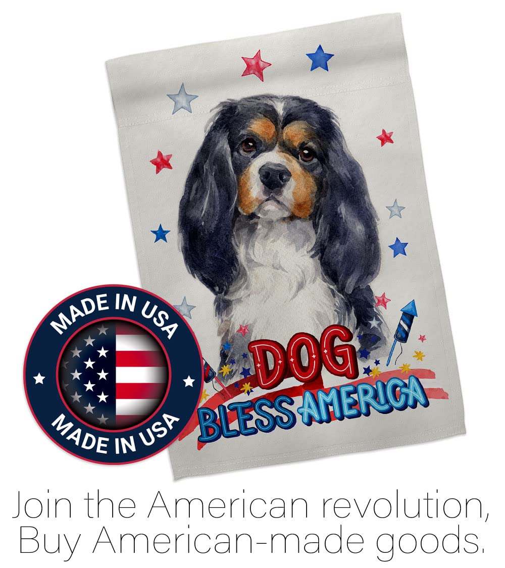 Patriotic Cavalier Spaniel Garden Flag Set - Double-Sided Dog Yard Decor for Outdoor & Home Use