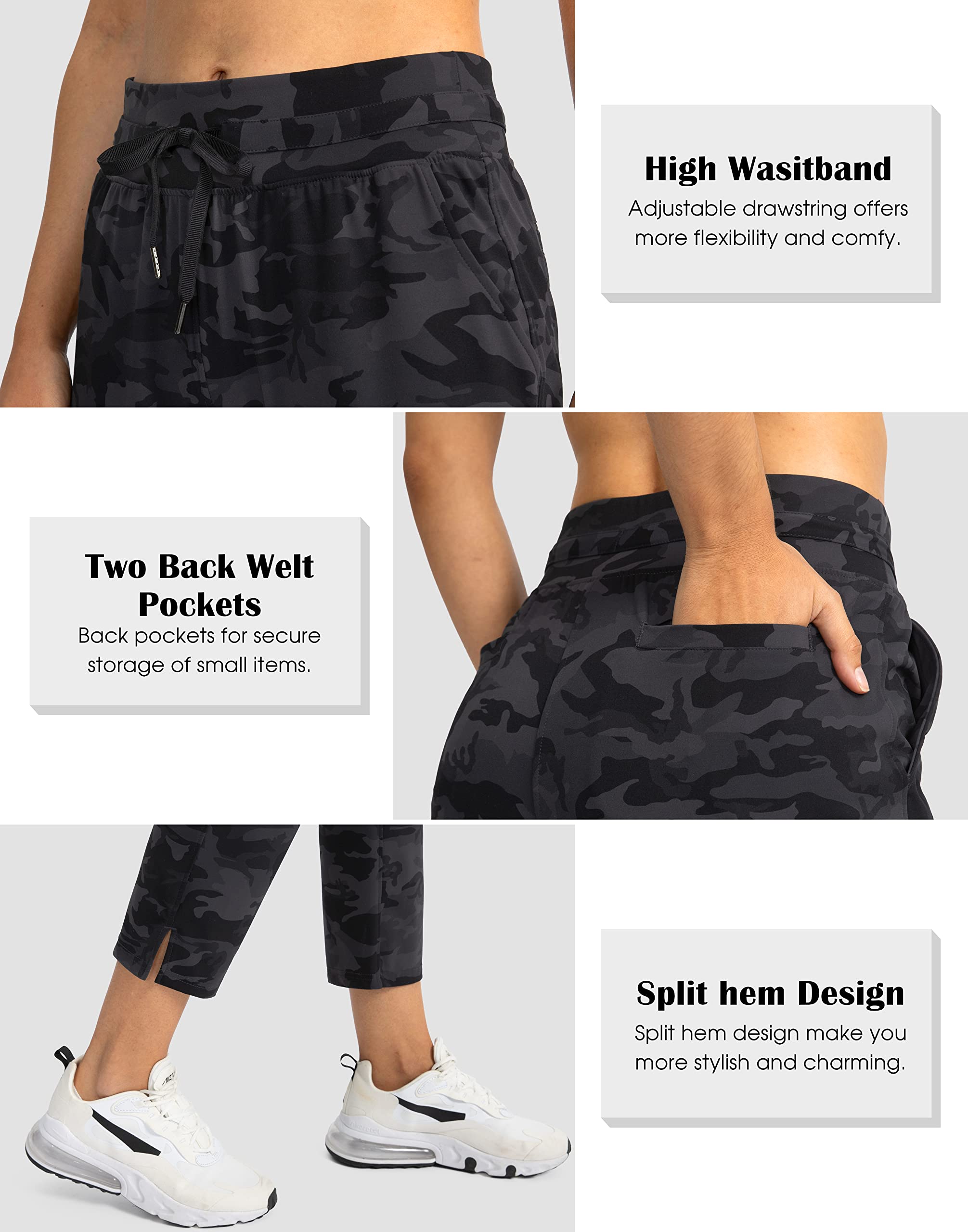 Soothfeel Women's High Waisted Sweatpants - 7/8 Length Stretchy Athletic Pants with 4 Pockets for Travel, Workout, Golf & Casual Wear | Perfect for Running, Yoga & Everyday Comfort