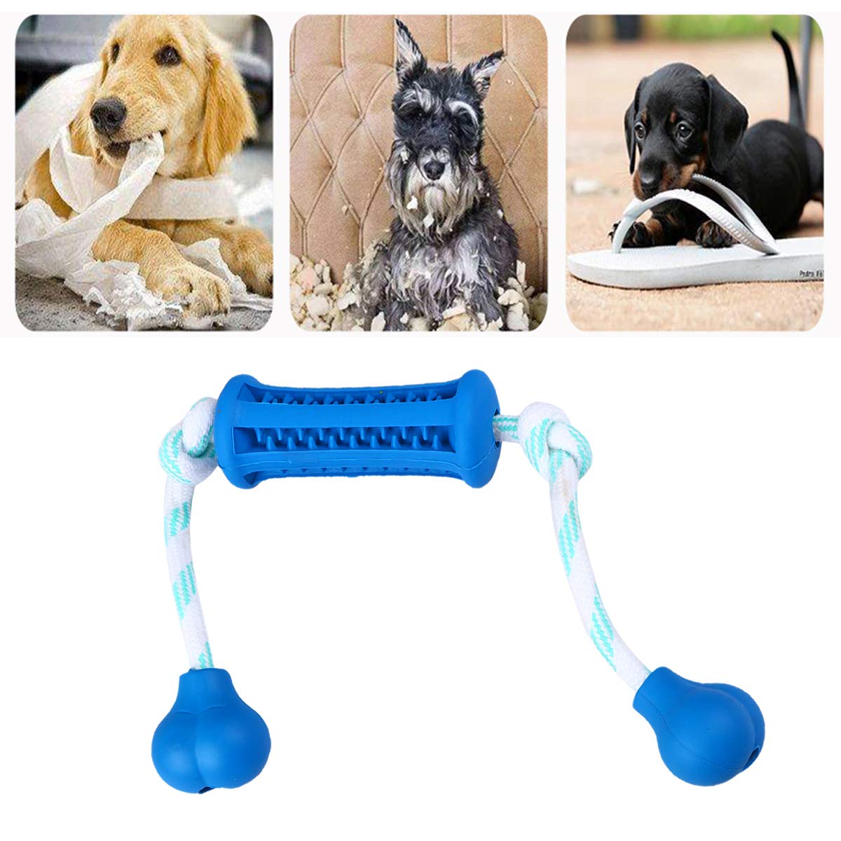 Baluue 1Pc Suction Cup Dog Chew Toy - Interactive Food Dispenser, Dental Chew Ball & Brushing Stick for Puppies - Pet Toothbrush & Snack Holder for Teeth Cleaning and Playtime Fun