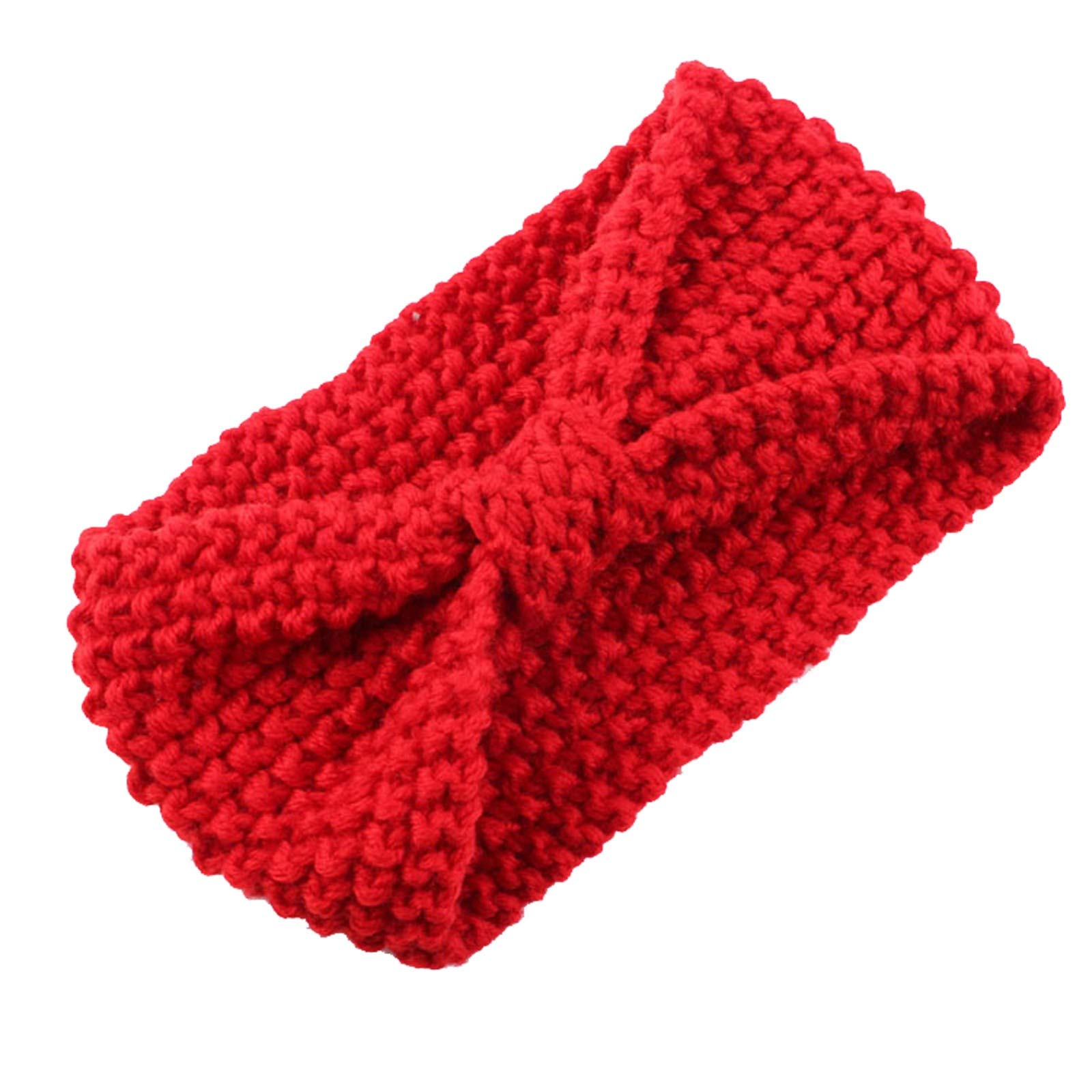 Crochet Headbands for Women, Kids & Adults - Warm Bulky Knit Headwrap Sweatband (Red, One Size) - Perfect for Yoga, Running & Winter Sports