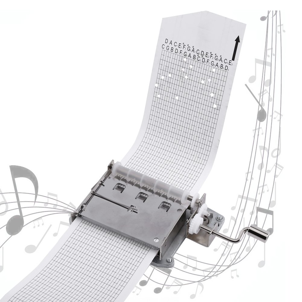 Wytino Hand Crank Music Box Kit - DIY 30-Note Mechanical Music Box Movement with Puncher & 3 Paper Strips for Custom Song Creation | Perfect for Crafts, Gifts, and Home Decor