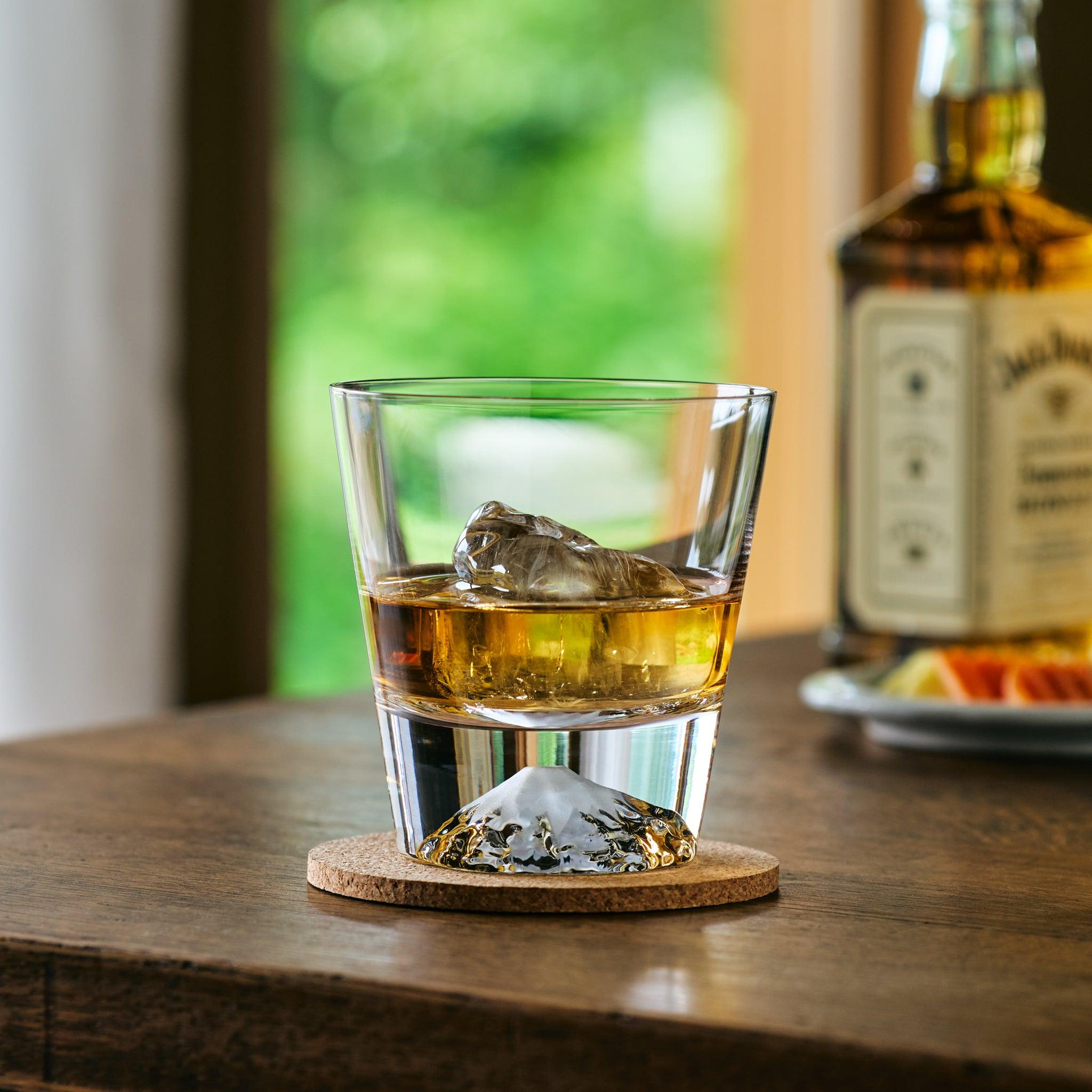 Tajima Mount Fuji Whiskey Glass Set of 2 - Japanese Style Rocks Glasses for Bourbon, Scotch & Cocktails - Perfect for Home Bar, Gifts & Japanese Culture Enthusiasts