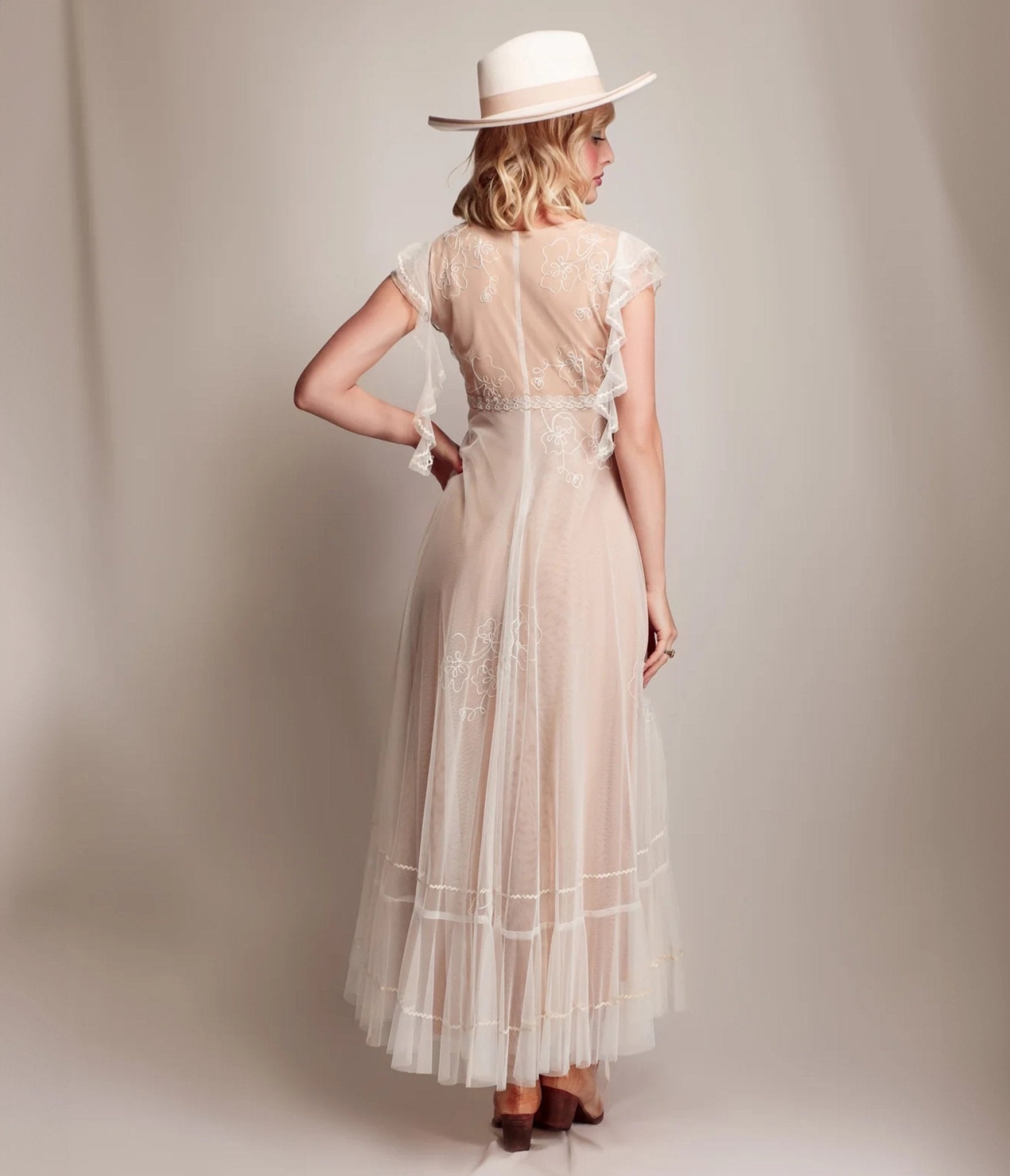 Nataya Ivory & Gold Desert Breeze Savannah Dress - Elegant Summer Maxi Dress for Beach Vacation, Wedding Guest & Special Occasions