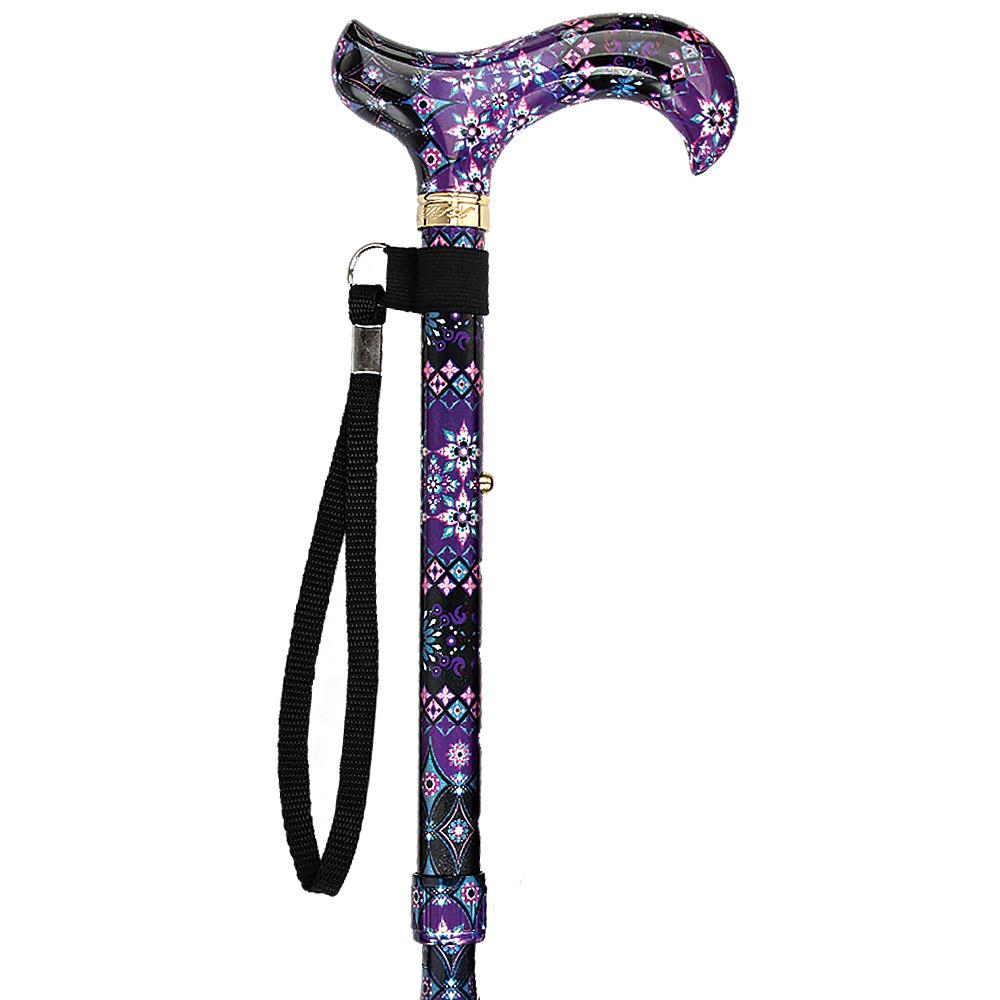 Elegant Purple Adjustable Folding Cane with SafeTbase - Lightweight Walking Stick for Seniors & Mobility Support - Perfect for Travel, Hiking & Everyday Use