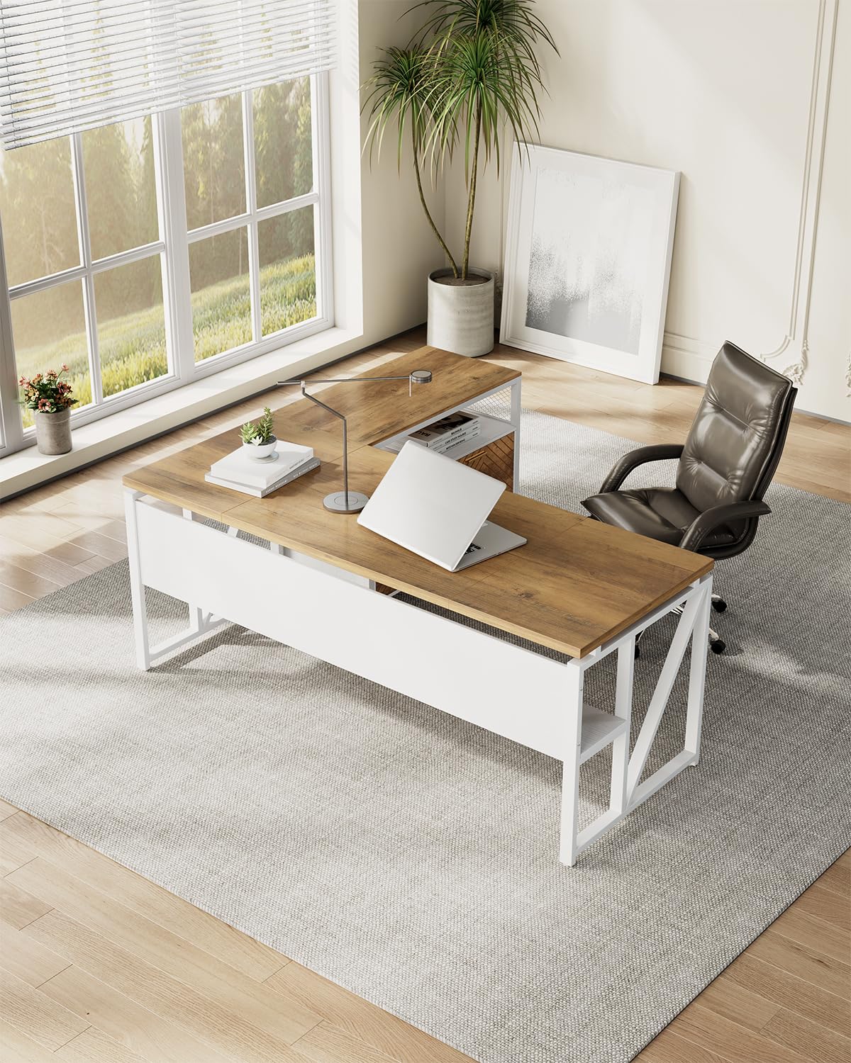 Tribesigns Modern Lateral File Cabinet with 2 Drawers & Door - Letter Size Home Office Storage with Rolling Casters & Printer Stand - Perfect for Organizing Documents, Supplies & Office Equipment